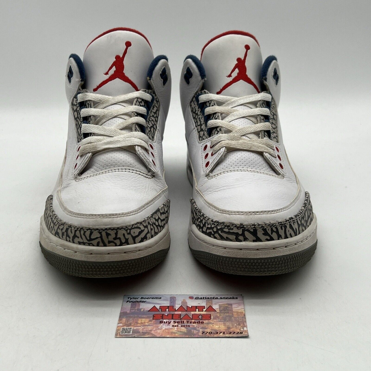 Size 13 - Jordan 3 Retro OG Mid True Blue White Grey Black Leather (854262-106)