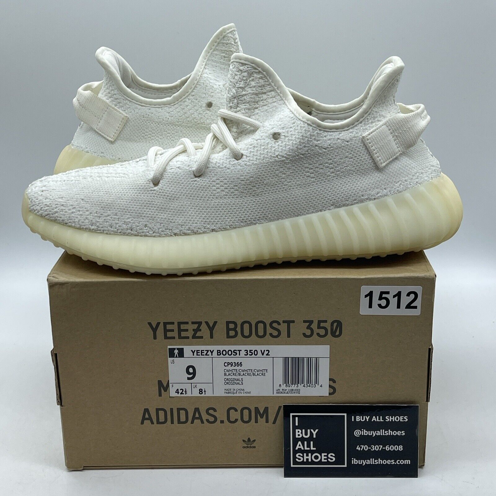 Size 9 - adidas Yeezy Boost 350 V2 Low Cream White / Triple White Suede (CP9366)