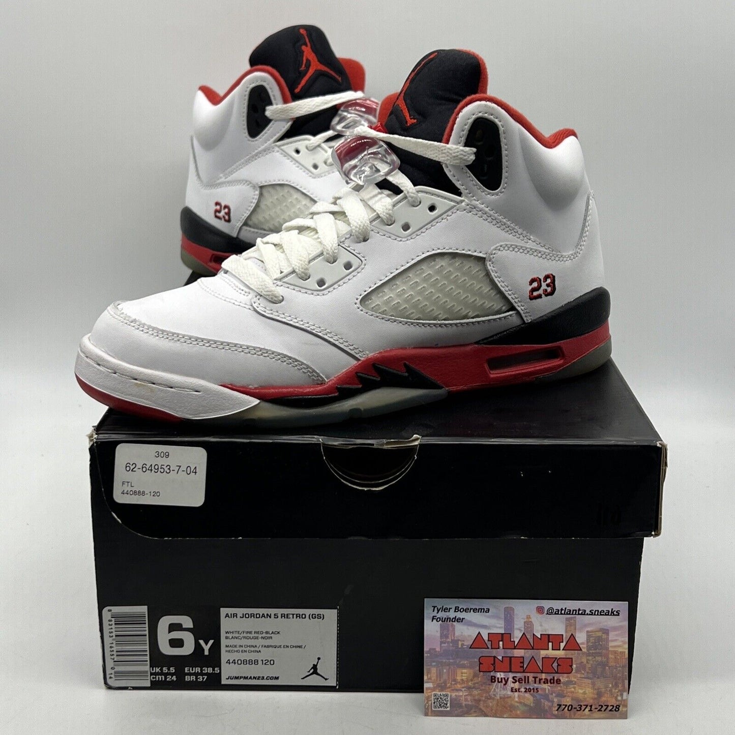 Size 6 - Air Jordan 5 Retro 2013 Fire Red Leather Icey  (440888-120)