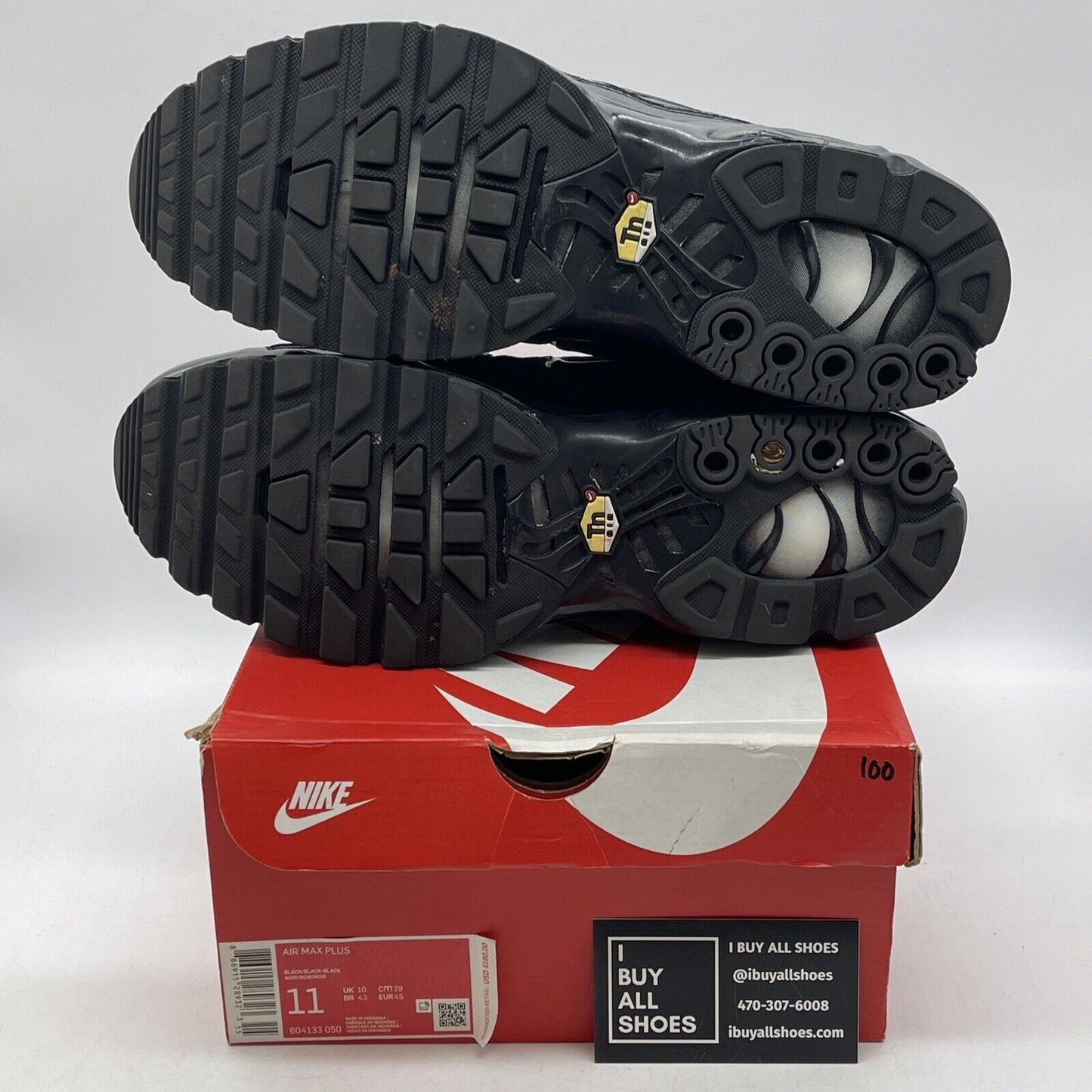 Size 11 - Nike Air Max Plus Low Triple Black Suede Leather (604133-050)
