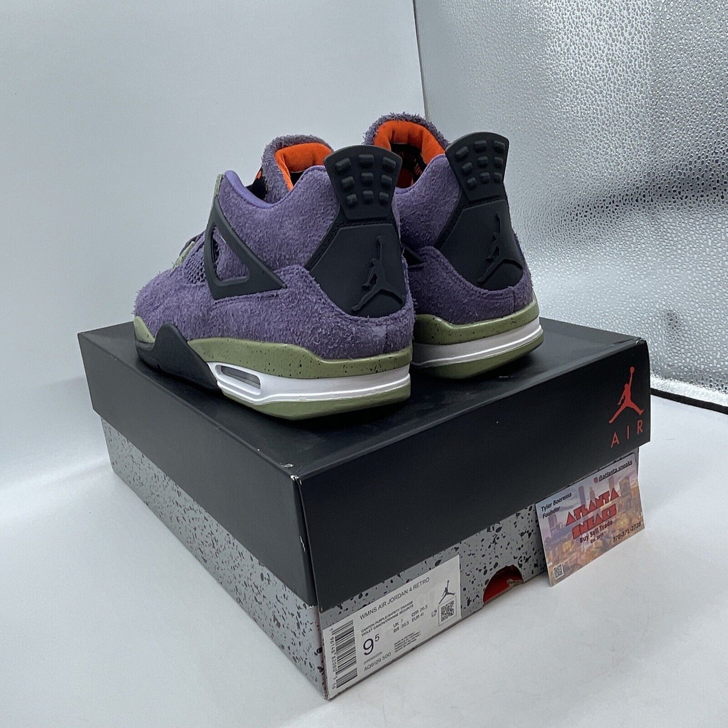 Size 9.5W - Jordan 4 Retro Canyon Purple Green Black White Suede (AQ9129-500)