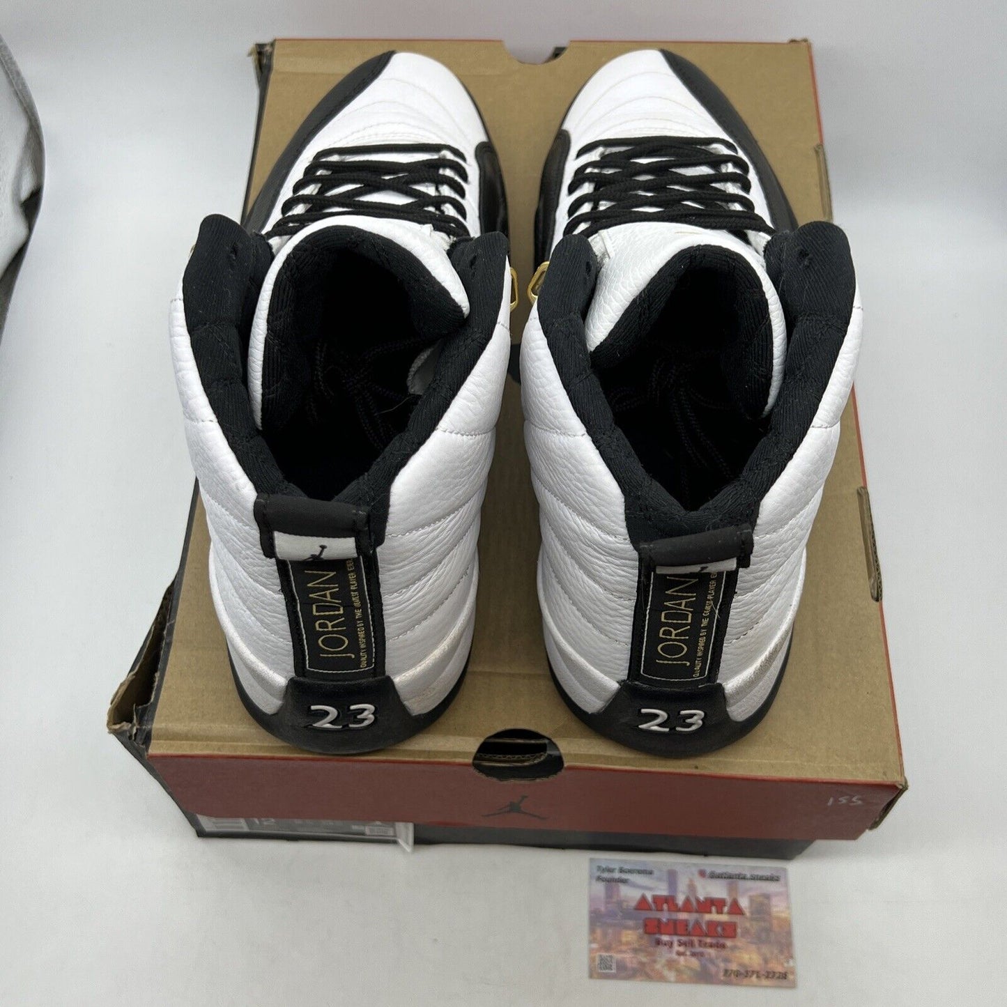 Size 12 - Jordan 12 Royalty White Black Leather Gold (CT8013-170)