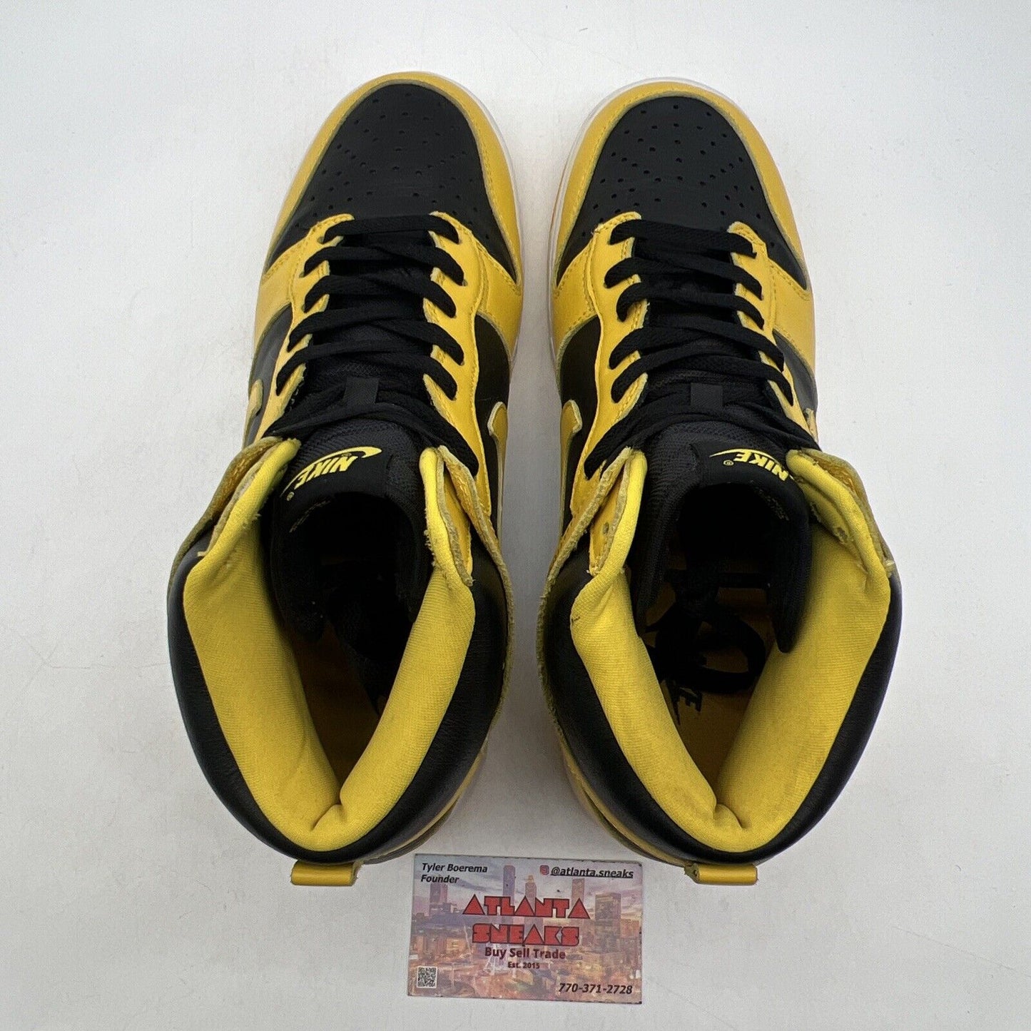 Size 12 - Nike Dunk SP 2020 High Iowa Black White Yellow Leather (CZ8149-002)