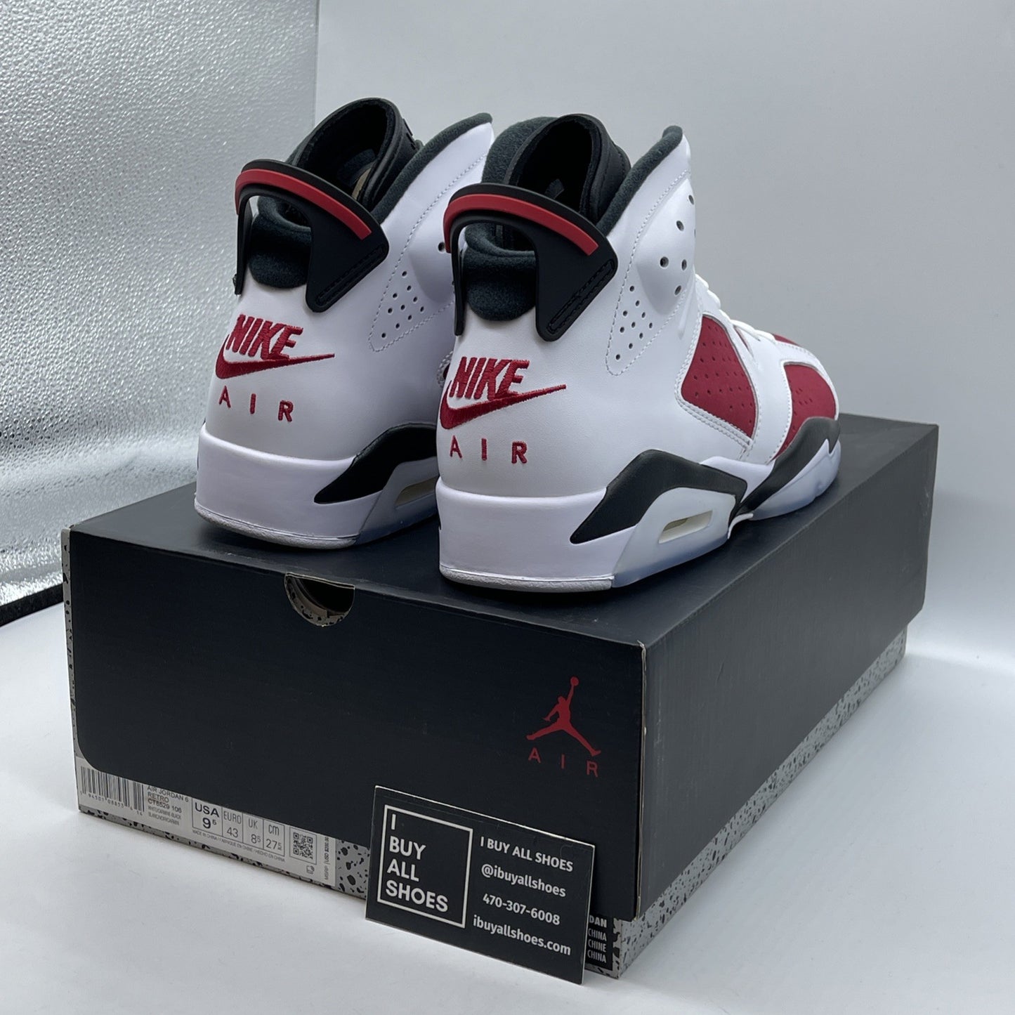Size 9.5 - Jordan 6 Retro OG Mid Carmine Red White Leather Suede (CT8529-106)