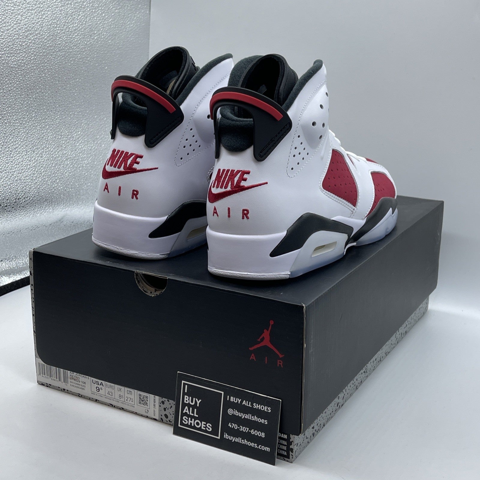 Size 9.5 - Jordan 6 Retro OG Mid Carmine Red White Leather Suede (CT8529-106)