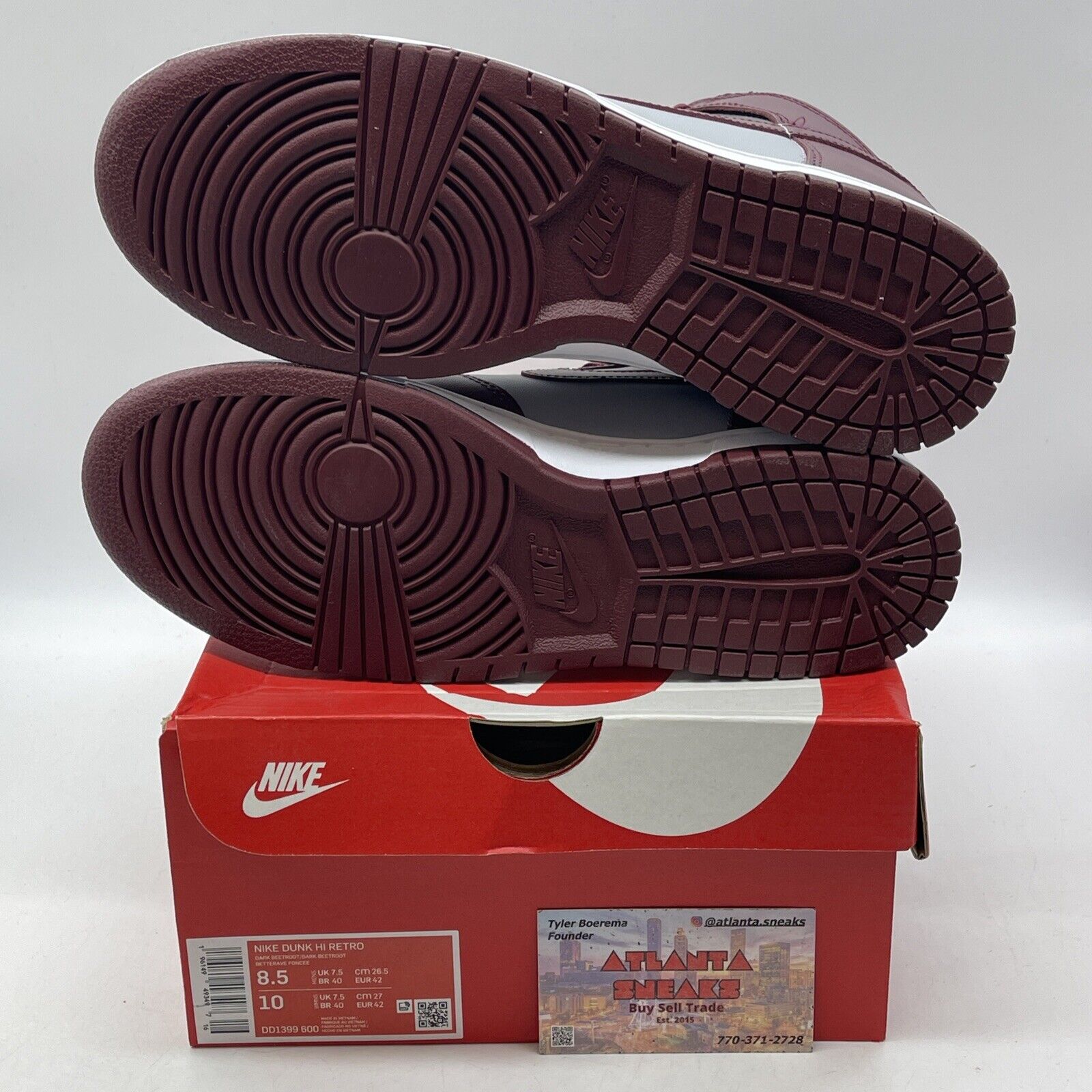Size 8.5 - Nike Dunk High Dark Beetroot Burgundy Grey Leather (DD1399-600)