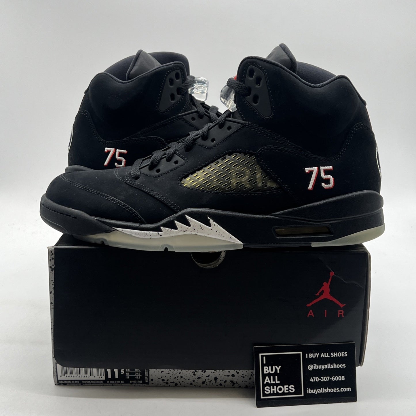 Size 11.5 - Paris Saint-Germain x Air Jordan 5 Retro Black (AV9175-001)
