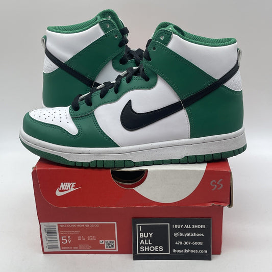 Size 5.5Y (GS) - Nike Dunk High Celtics Green Black White Leather (DR0527-300)
