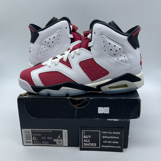 Size 6Y - Jordan 6 Retro OG Mid Carmine Red White Leather Suede (384665-106)