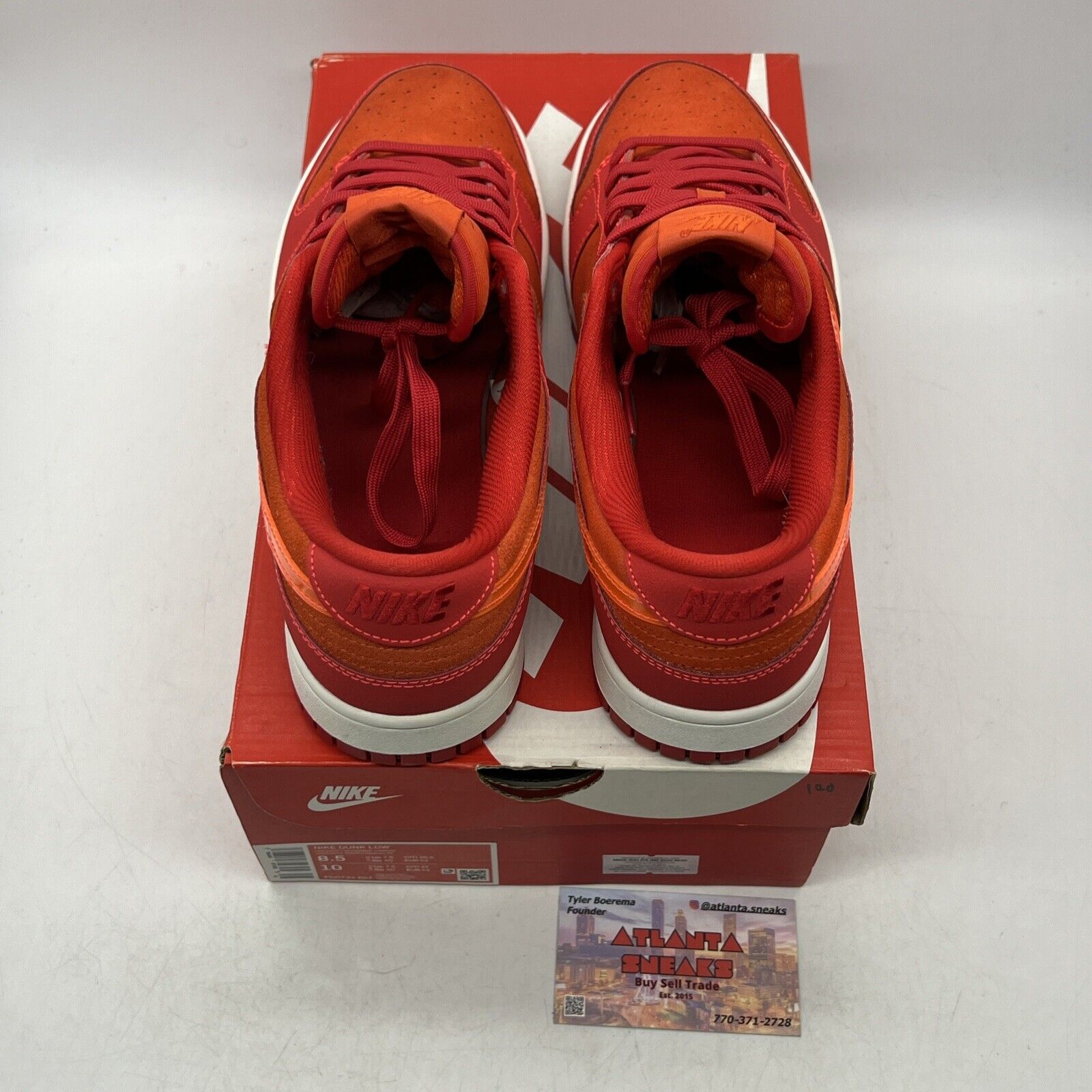 Size 8.5 - Nike Dunk Low ATL - Red Orange Suede White (FD0724-657)