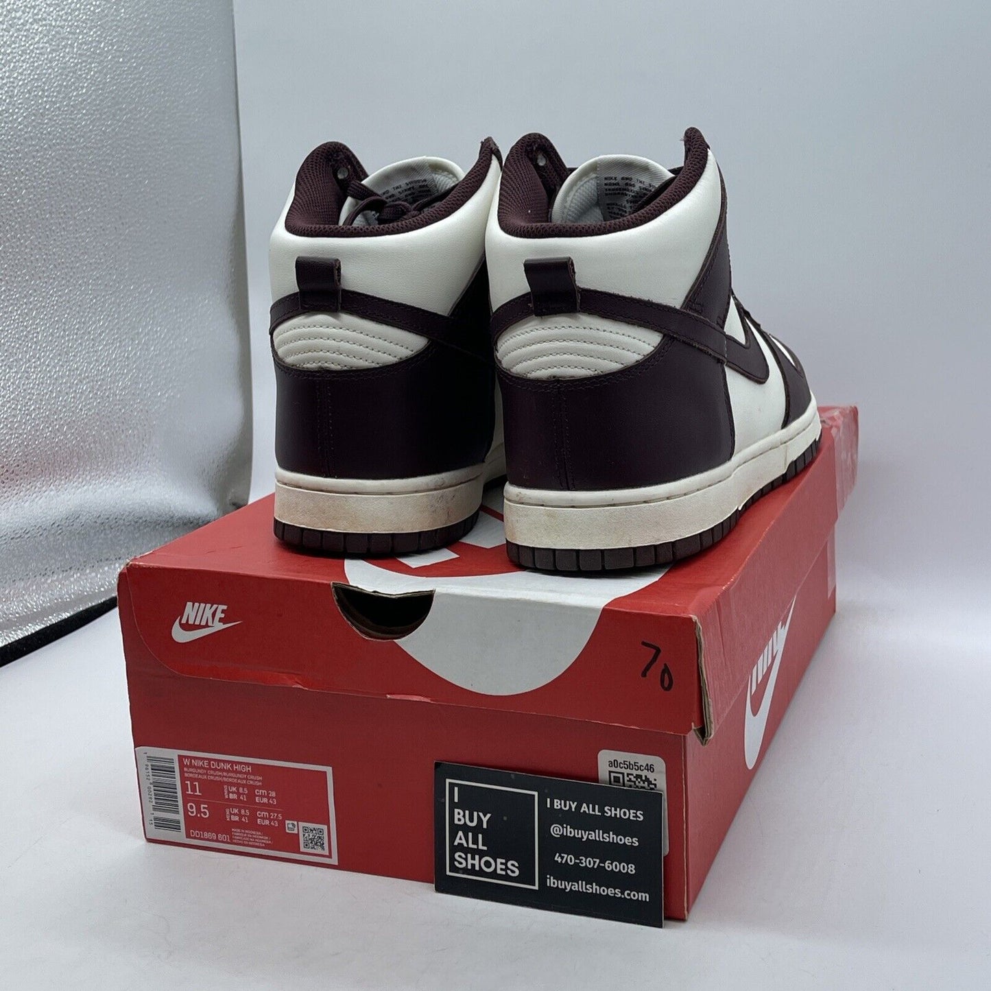 Size 11W - Nike Dunk High Burgundy Crush Burgundy White Leather (DD1869-601)