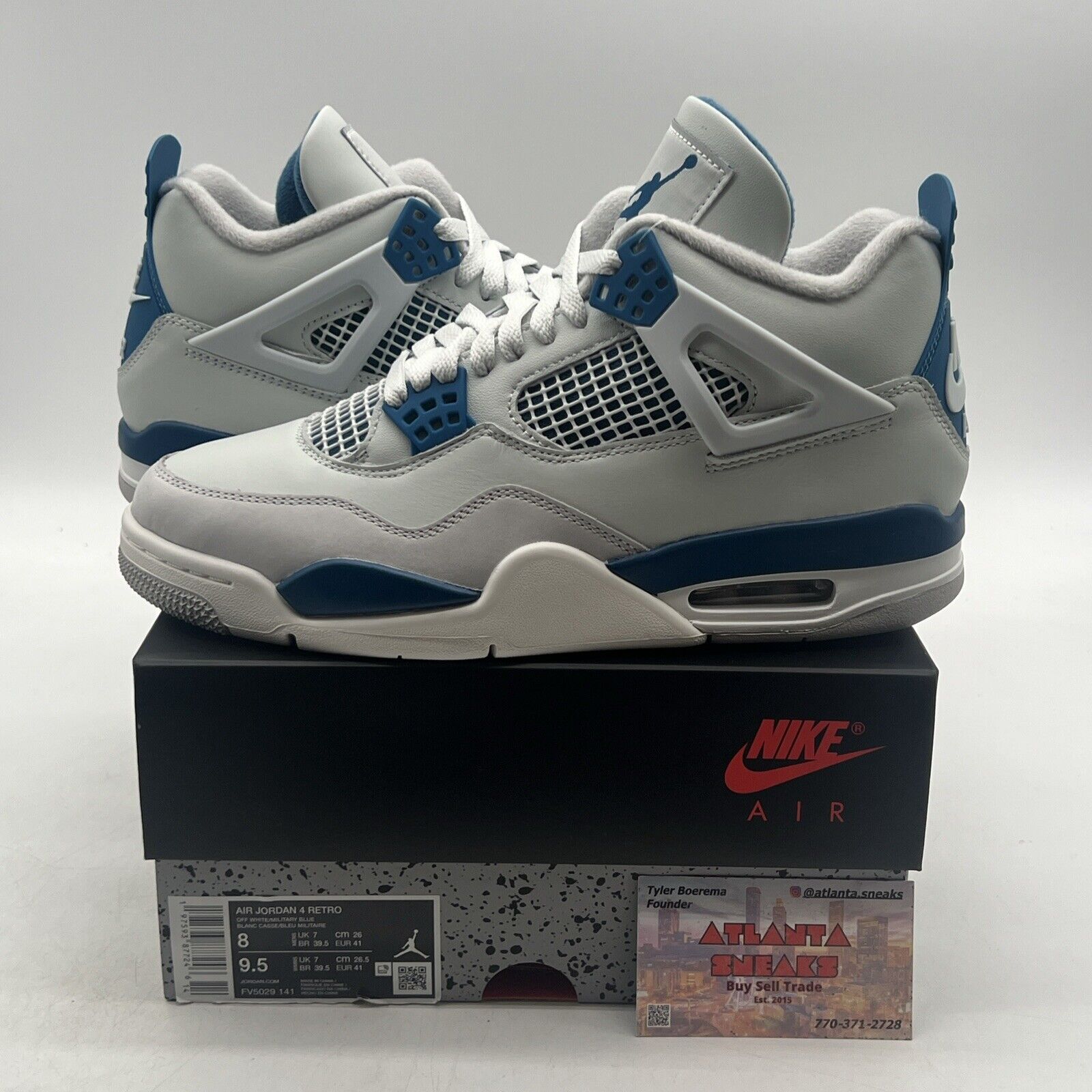 Size 8 - Air Jordan 4 Retro 2024 Military Blue White Leather Suede (FV5029-141)