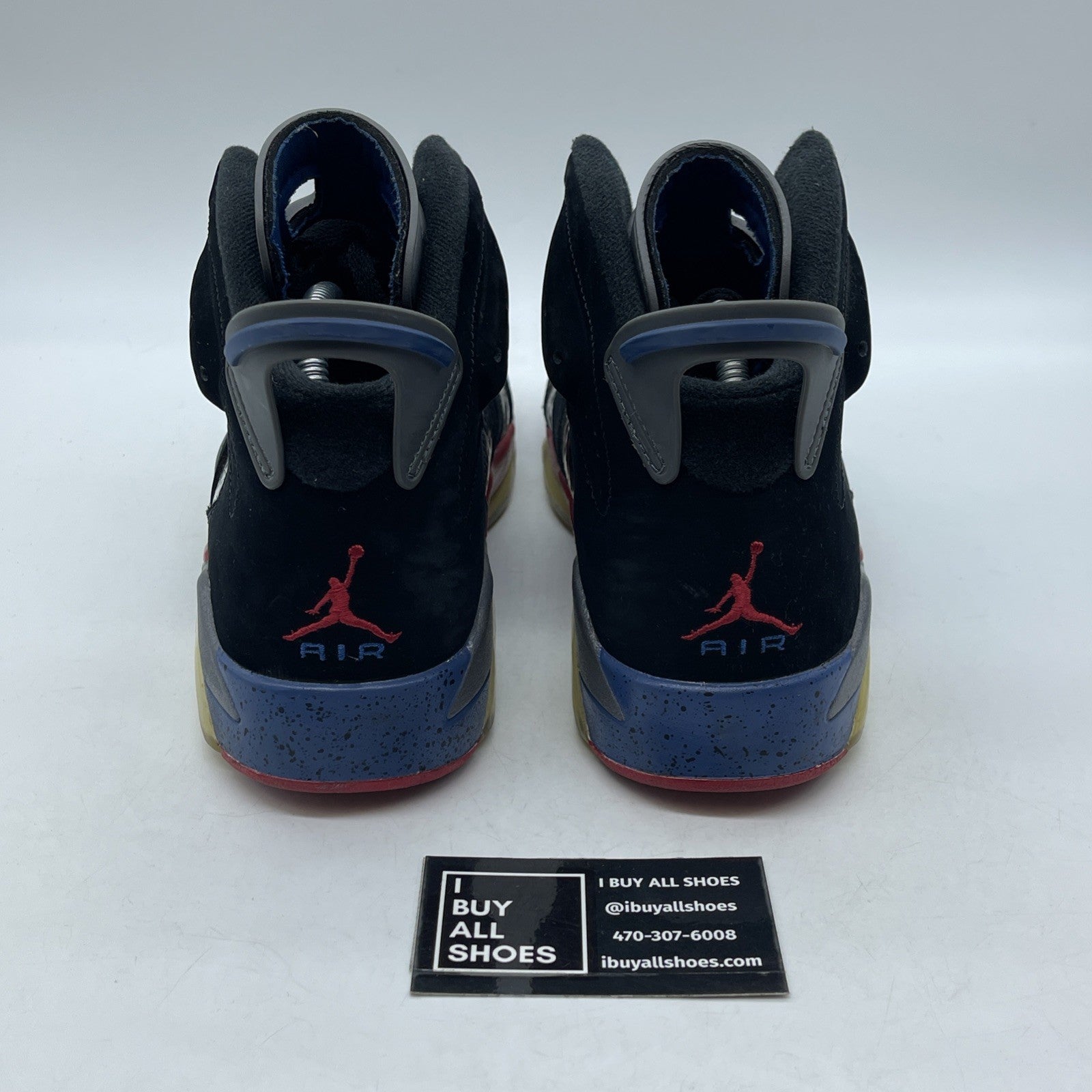 Size 9 - Air Jordan 6 Retro Pistons Black Red Blue Suede Leather (384664-001)