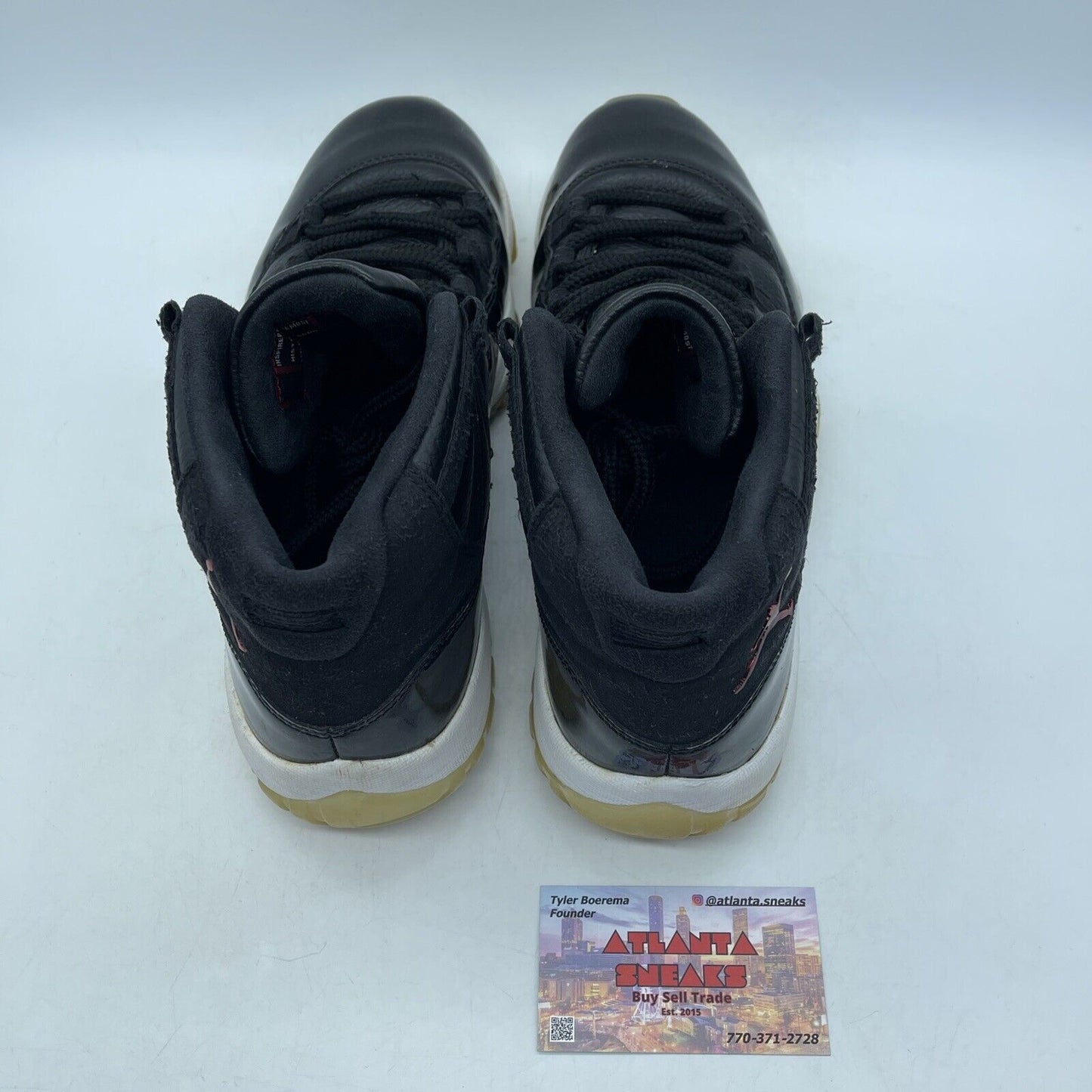 Size 10 - Jordan 11 Retro 72-10 2015 Black White Red Leather Suede (378037-002)