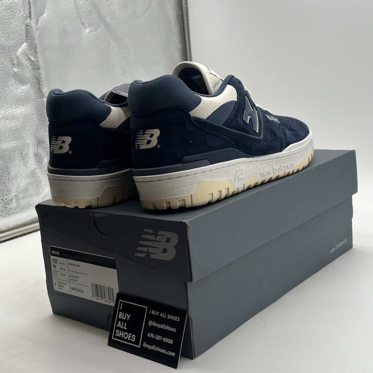 Size 10 - New Balance 550 Suede Indigo Navy Blue Sneakers Shoes (BB550SLA)