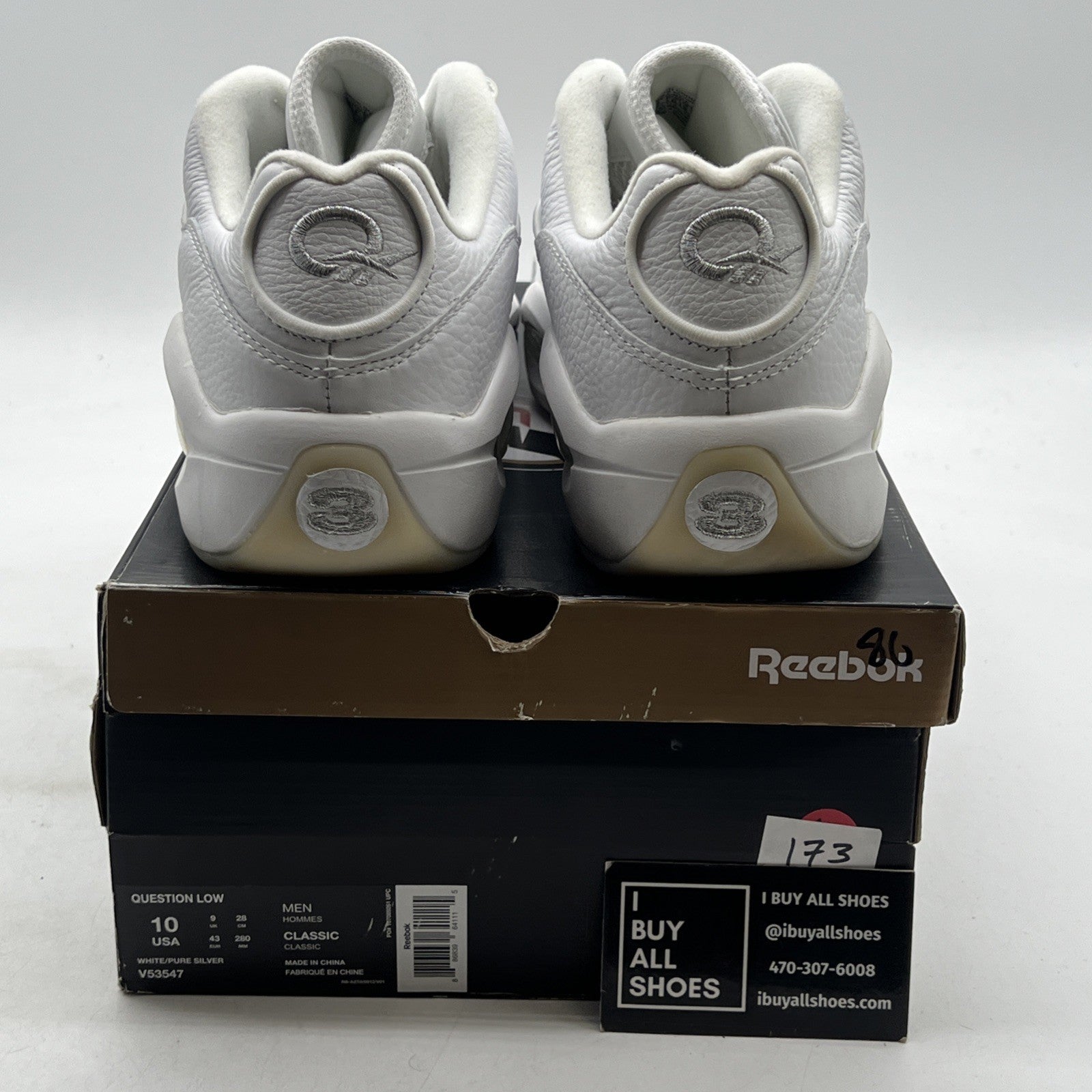 Size 10 - Reebok Question Low White (V53547)