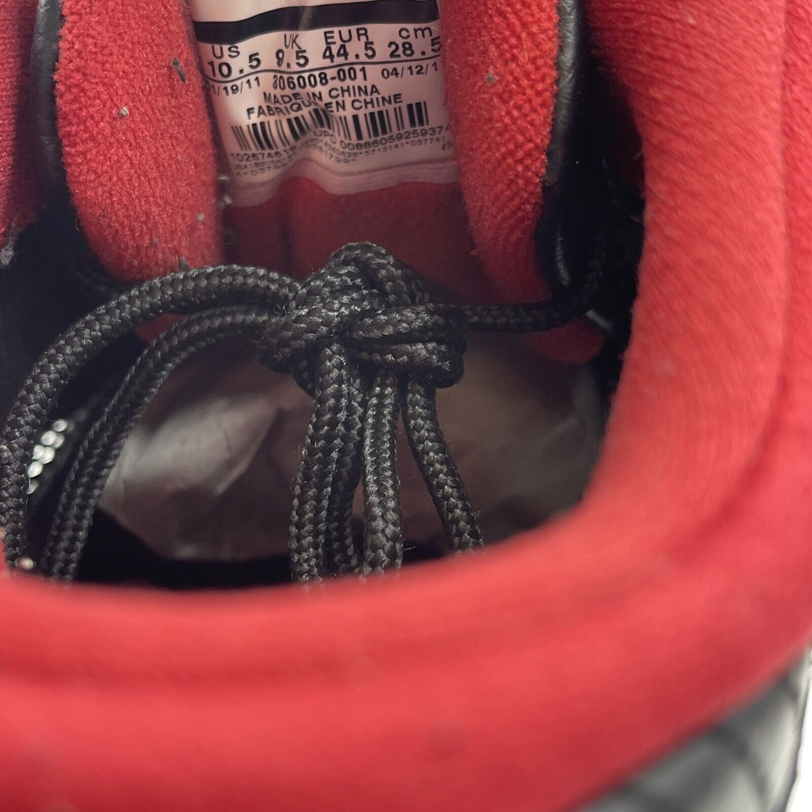 Size 10.5 - Air Jordan 11 Retro IE 2011 Low Black Charcoal Red (306008-001)