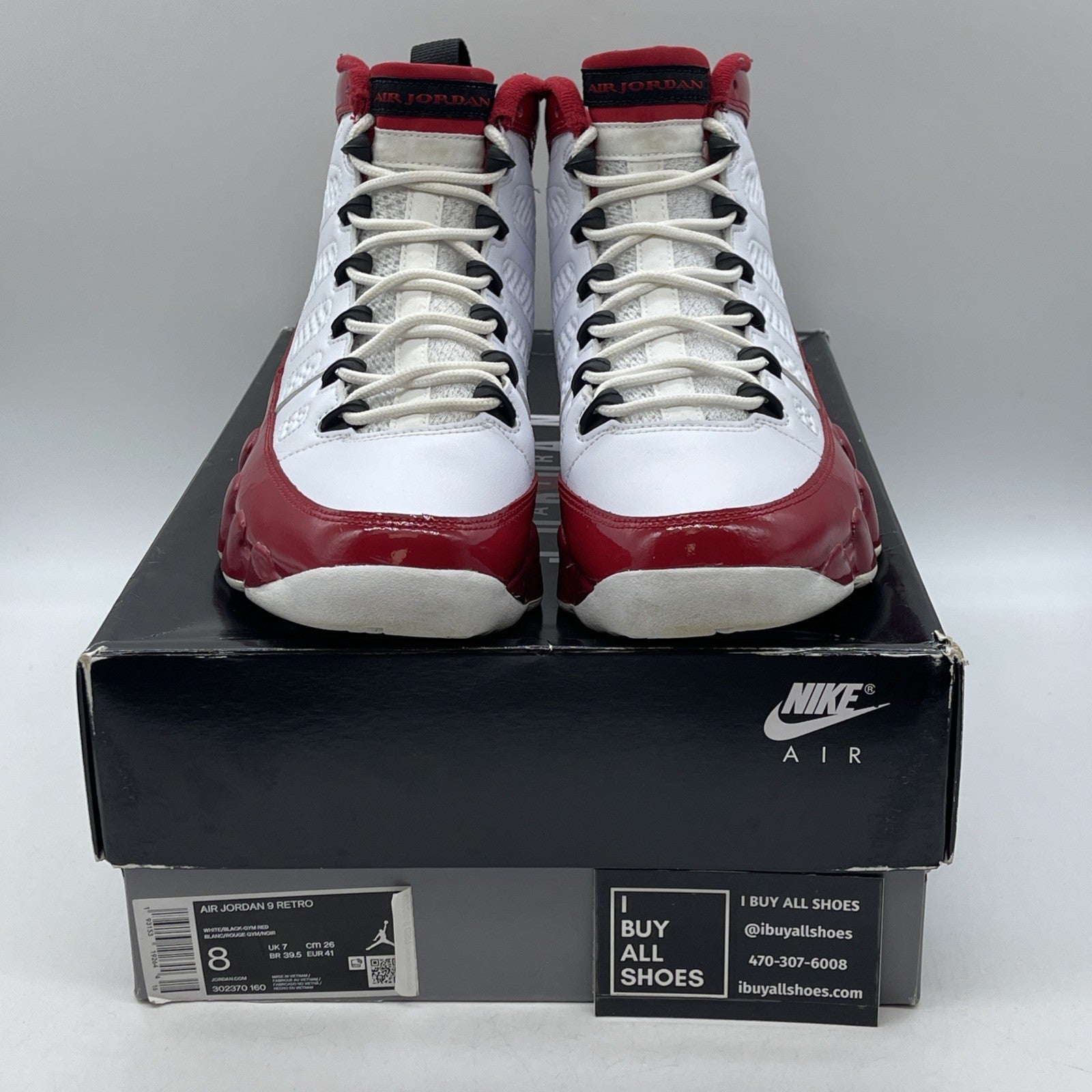 Size 8 - Air Jordan 9 Retro Gym Red White Black Leather (302370-160)