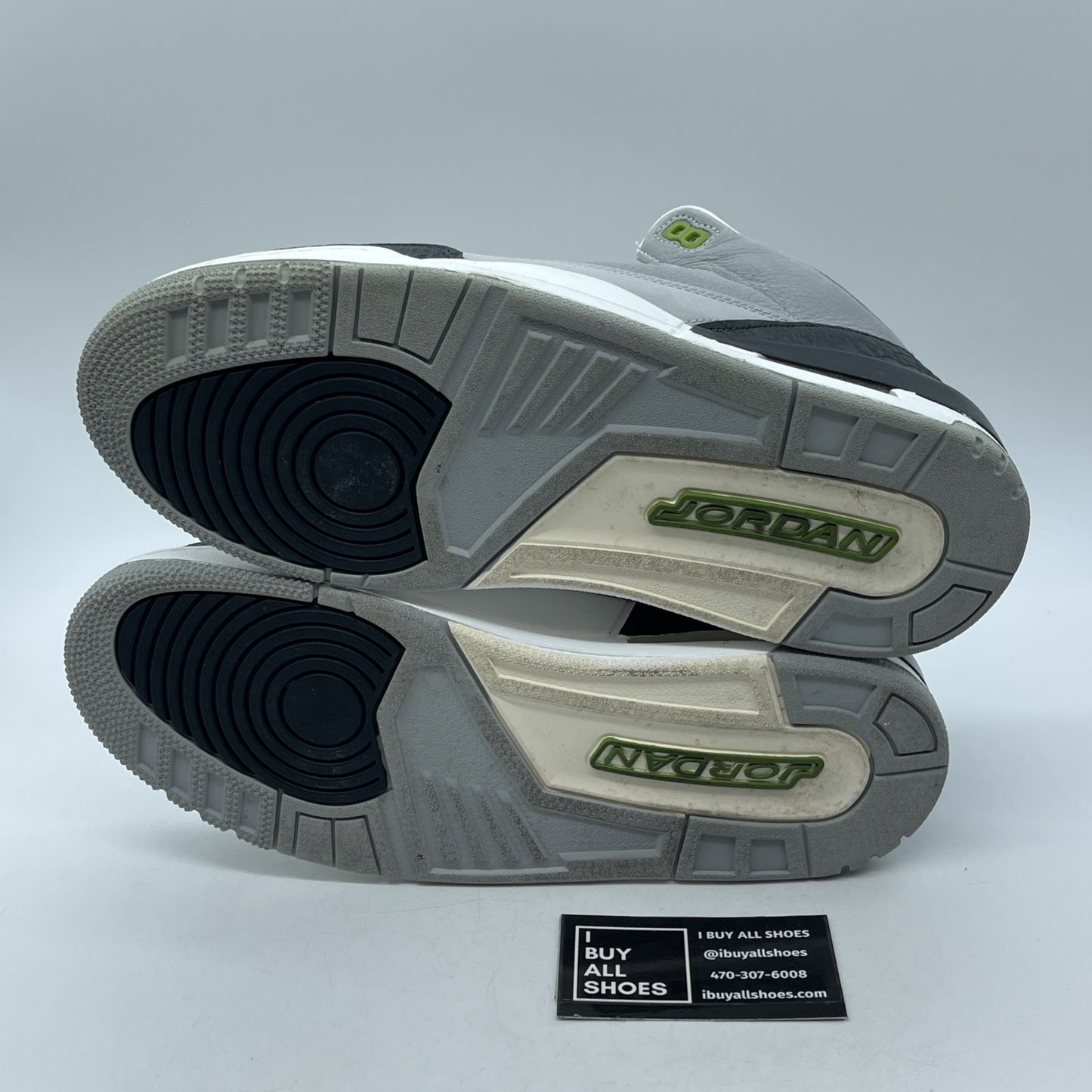 Size 10.5 - Air Jordan 3 Retro Chlorophyll Grey White Leather Suede (136064-006)