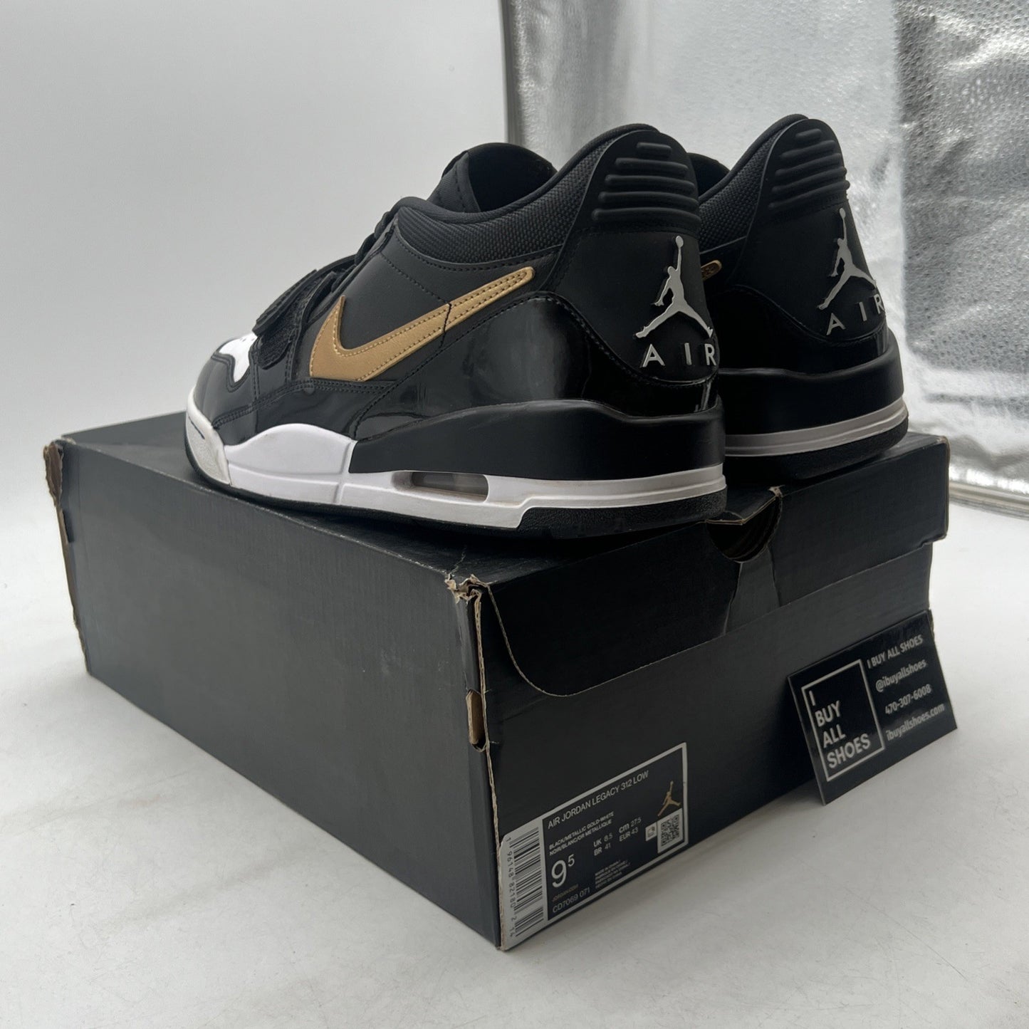 Size 9.5 - Jordan Legacy 312 Low Black Metallic Gold (CD7069-071)
