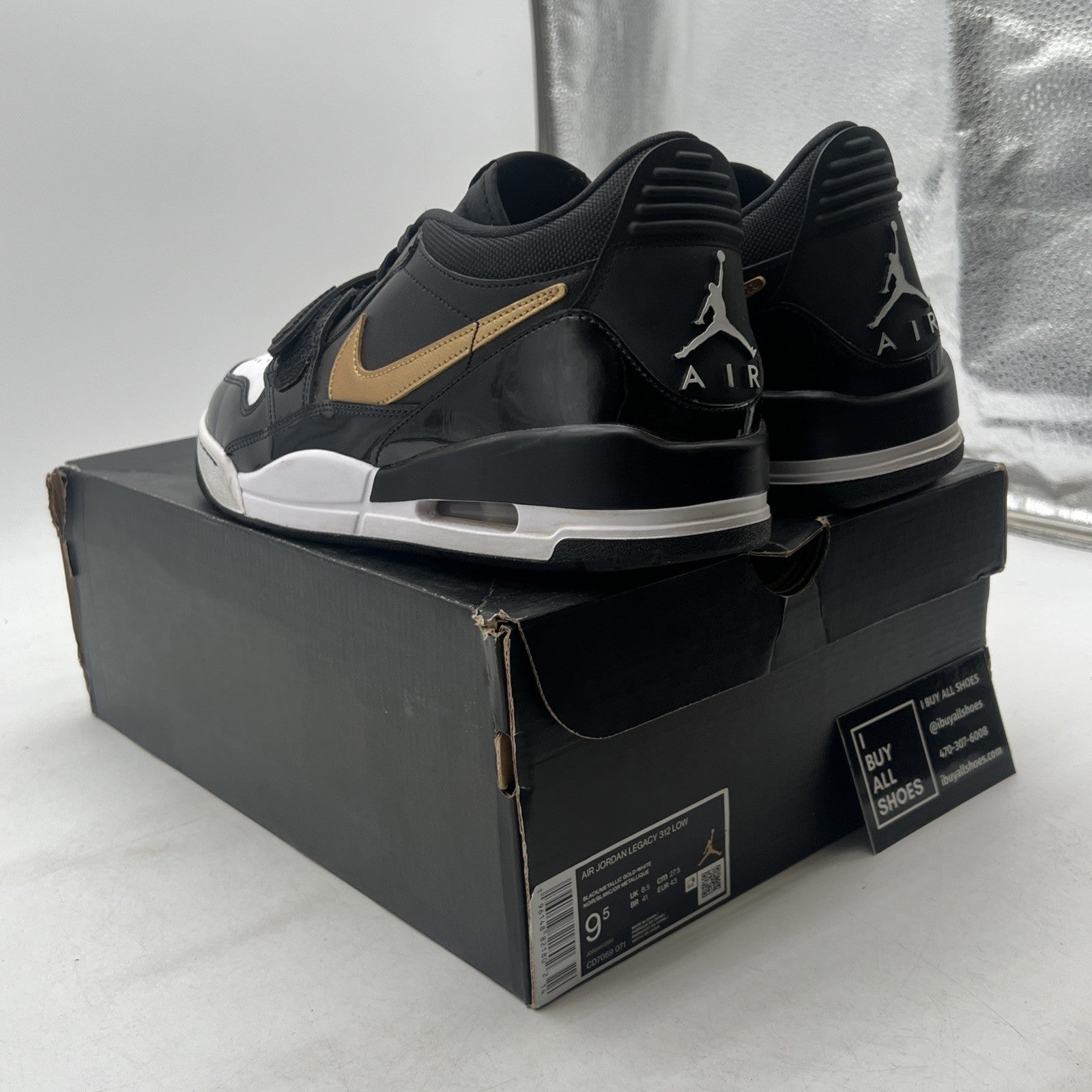Size 9.5 - Jordan Legacy 312 Low Black Metallic Gold (CD7069-071)