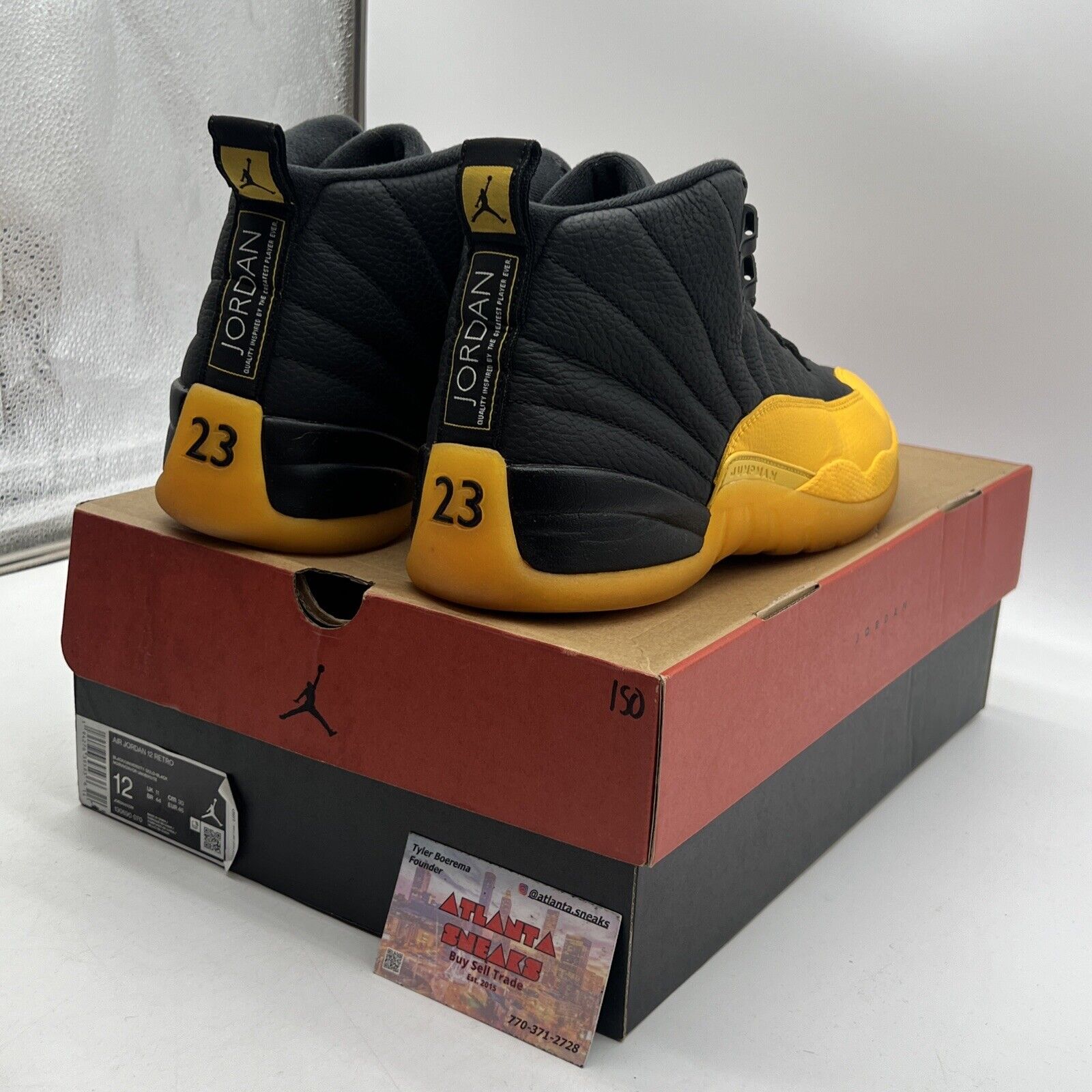 Size 12 - Jordan 12 Retro University Gold 2020 Black Yellow Leather (130690-070)