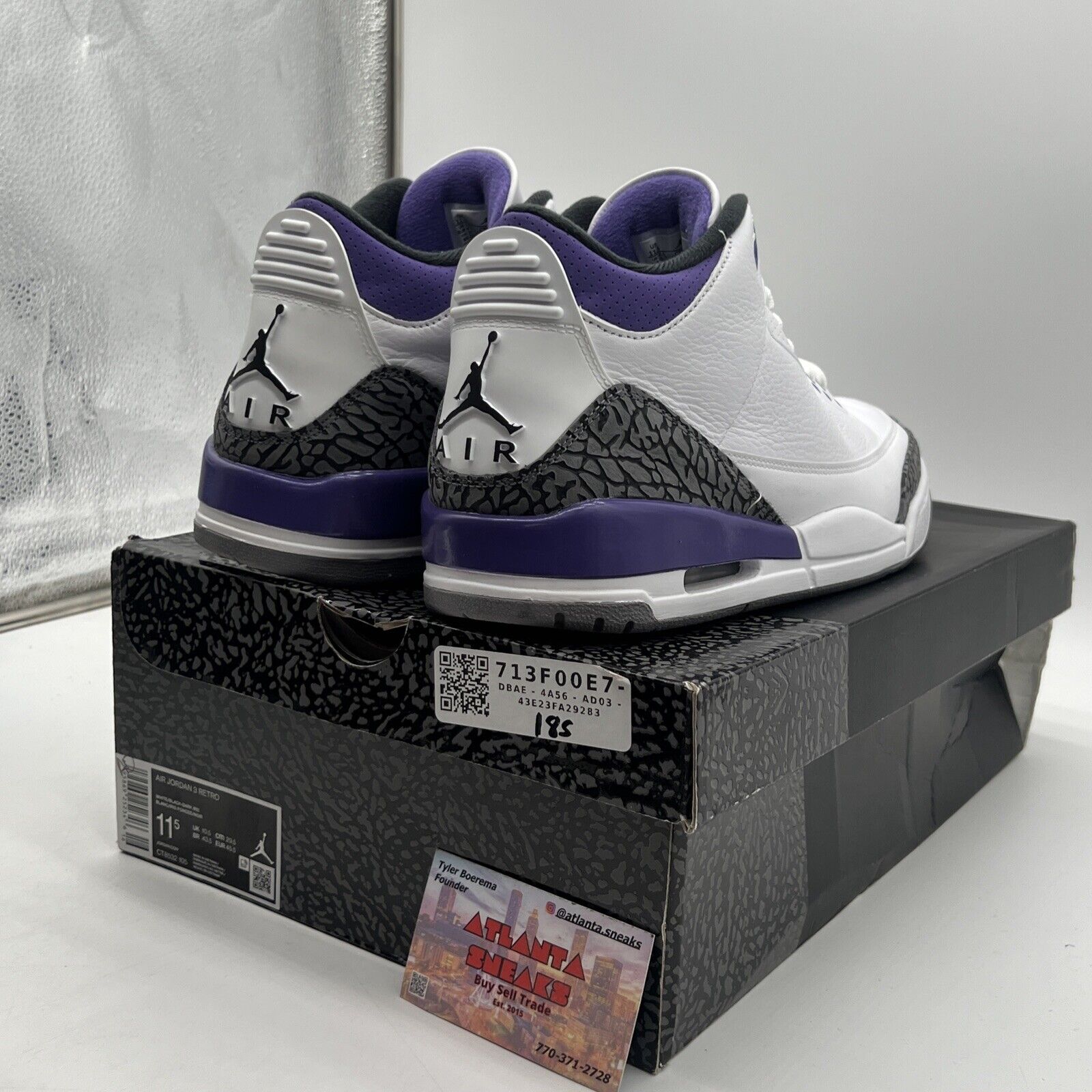 Size 11.5 - Jordan 3 Retro Mid Dark Iris White Black Grey Leather (CT8532-105)