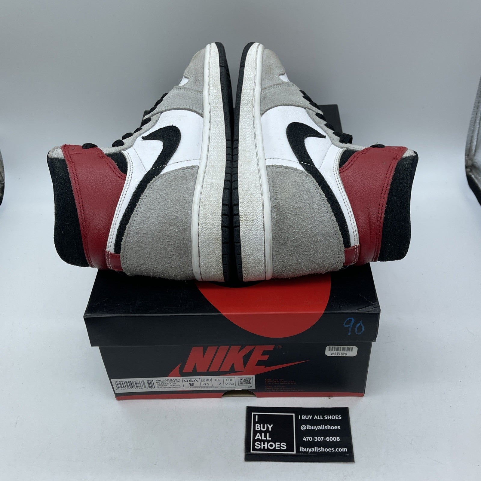 Size 8 - Jordan 1 Retro High OG Smoke Gray 2020 Suede Leather (555088-126)
