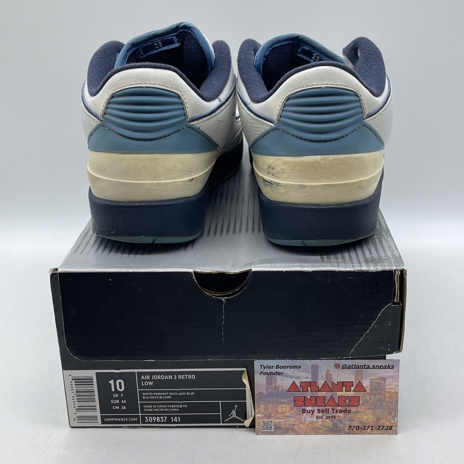 Size 10 - Air Jordan 2 Retro Low Midnight Navy White Leather (309837-141)