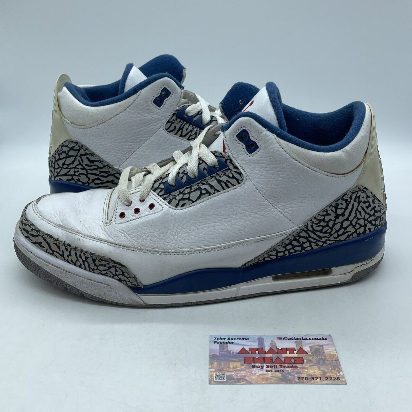 Size 13 - Air Jordan 3 Retro 2011 True Blue Grey White Red Blue (136064-104)
