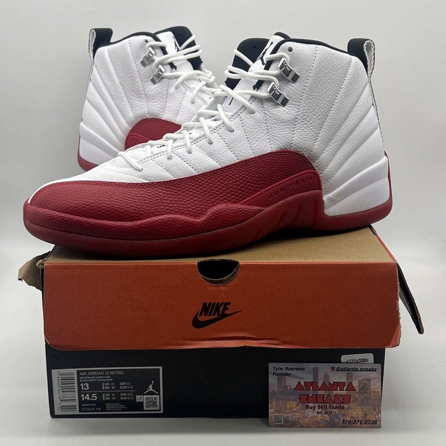 Size 13 - Jordan 12 Retro 2023 Mid Cherry White Red Black Leather (CT8013-116)