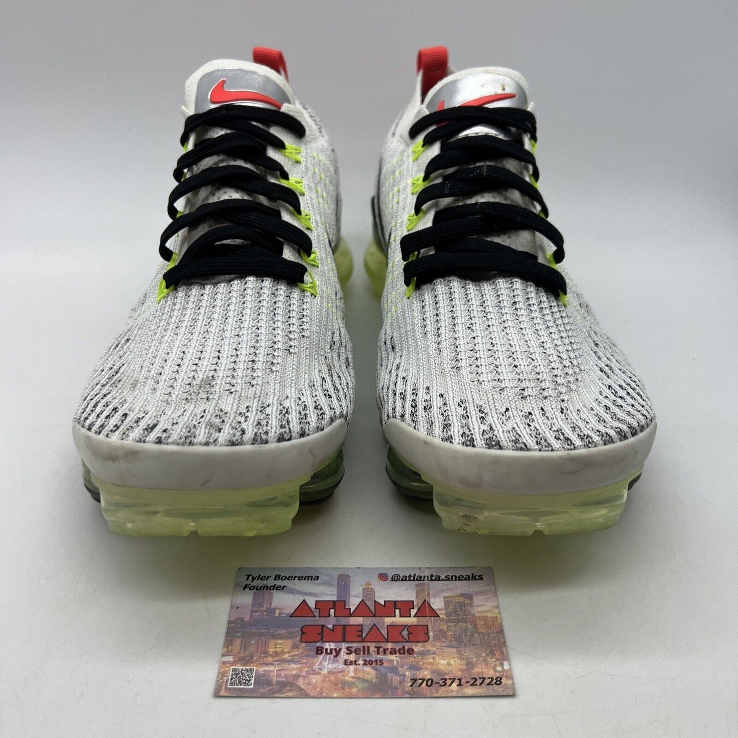 Size 12 - Nike Air VaporMax Flyknit 3 Neon Collection Black White (AJ6900-100)