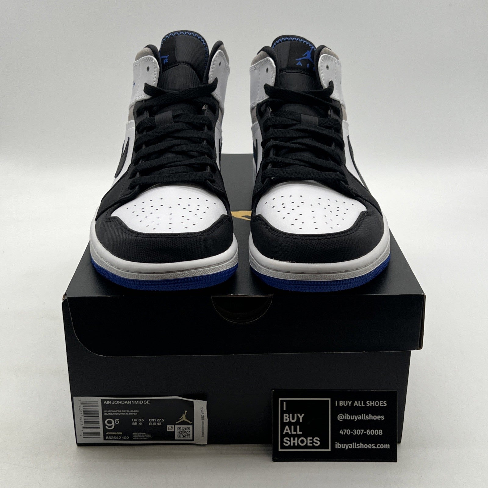 Size 9.5 - Air Jordan 1 SE Mid Royal Black Toe (852542-102)