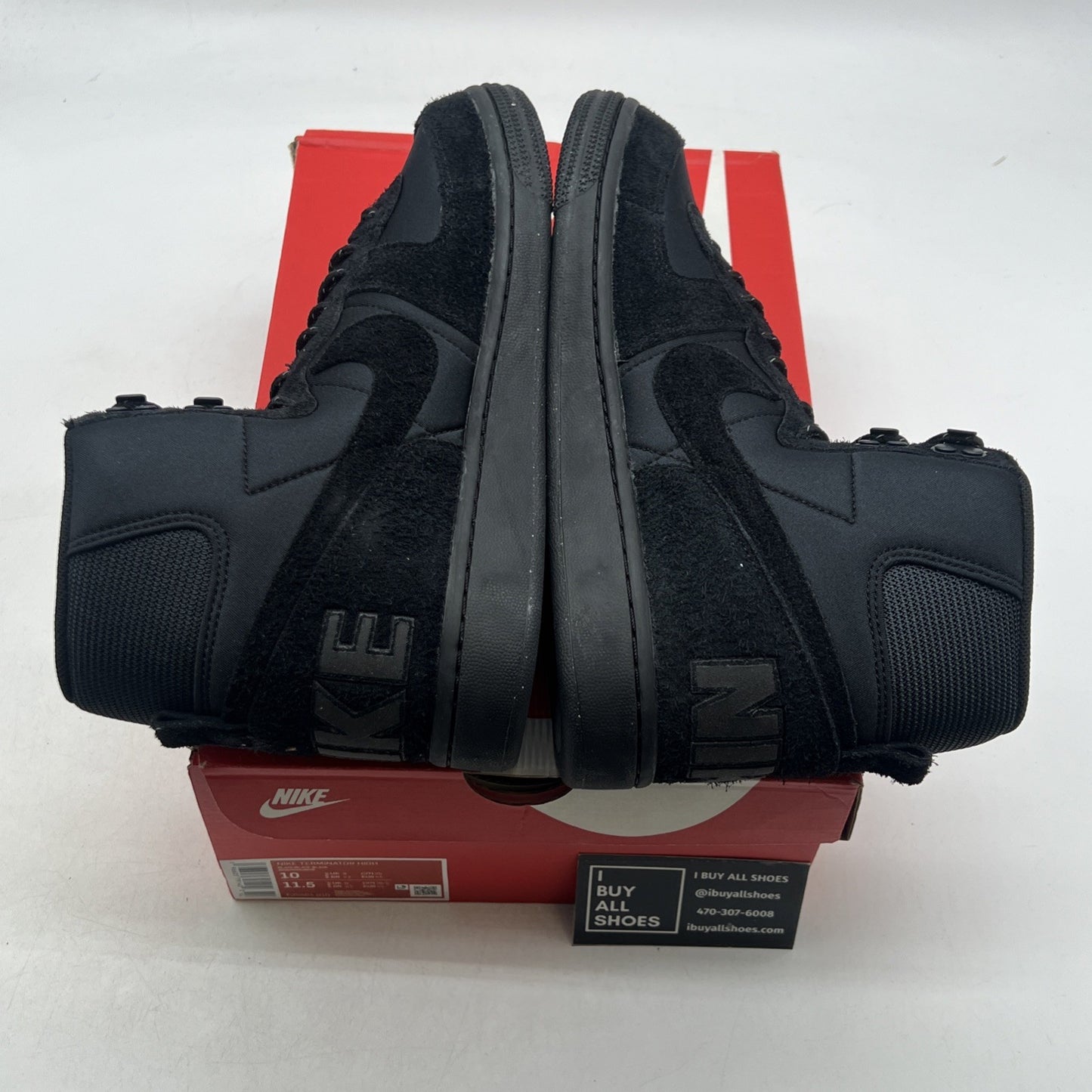 Size 10 - Nike Terminator High Boot Shoe Triple Black Sneaker (FJ5464-010)