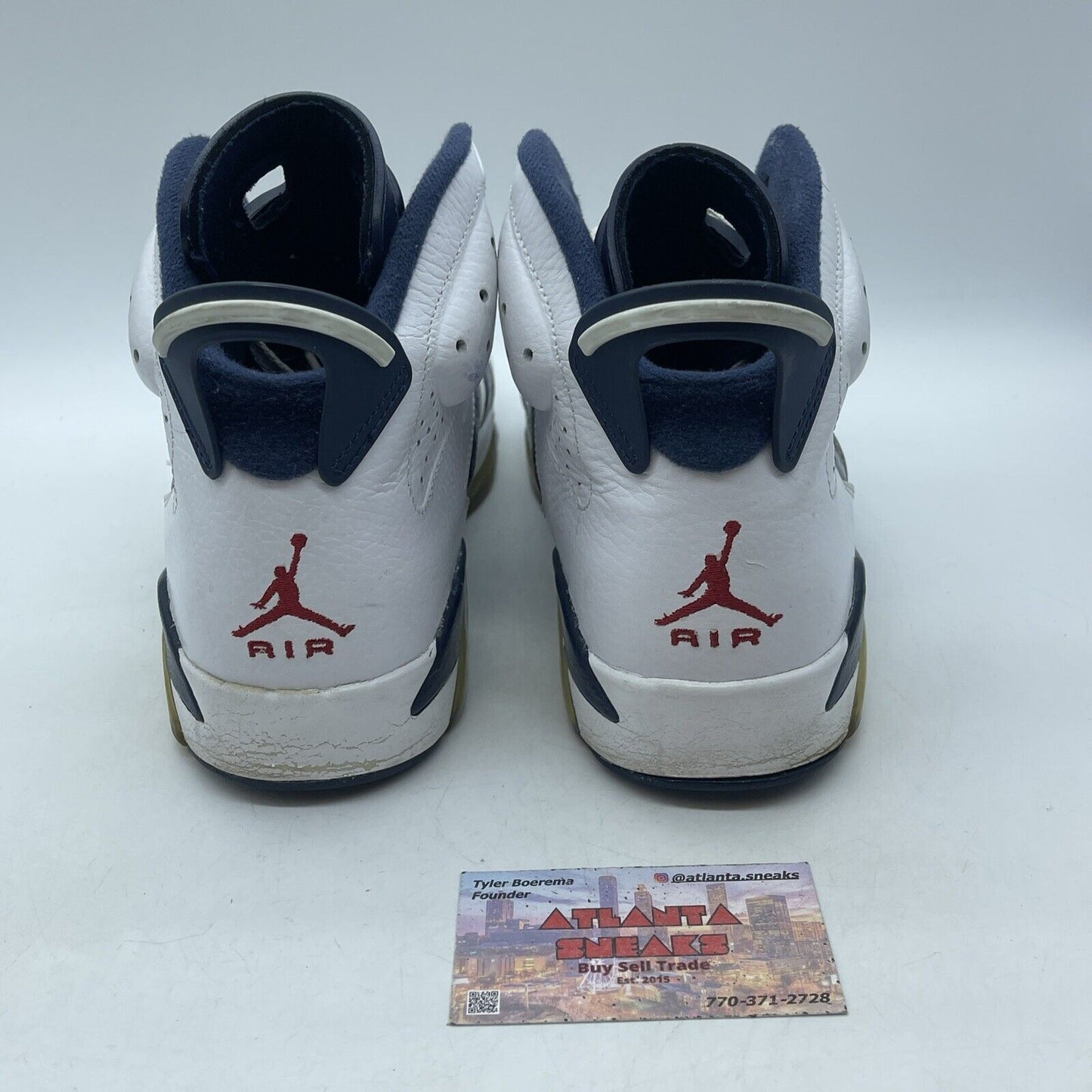 Size 9.5 - Air Jordan 6 Retro 2012 Olympic White Blue Leather (384664-130)
