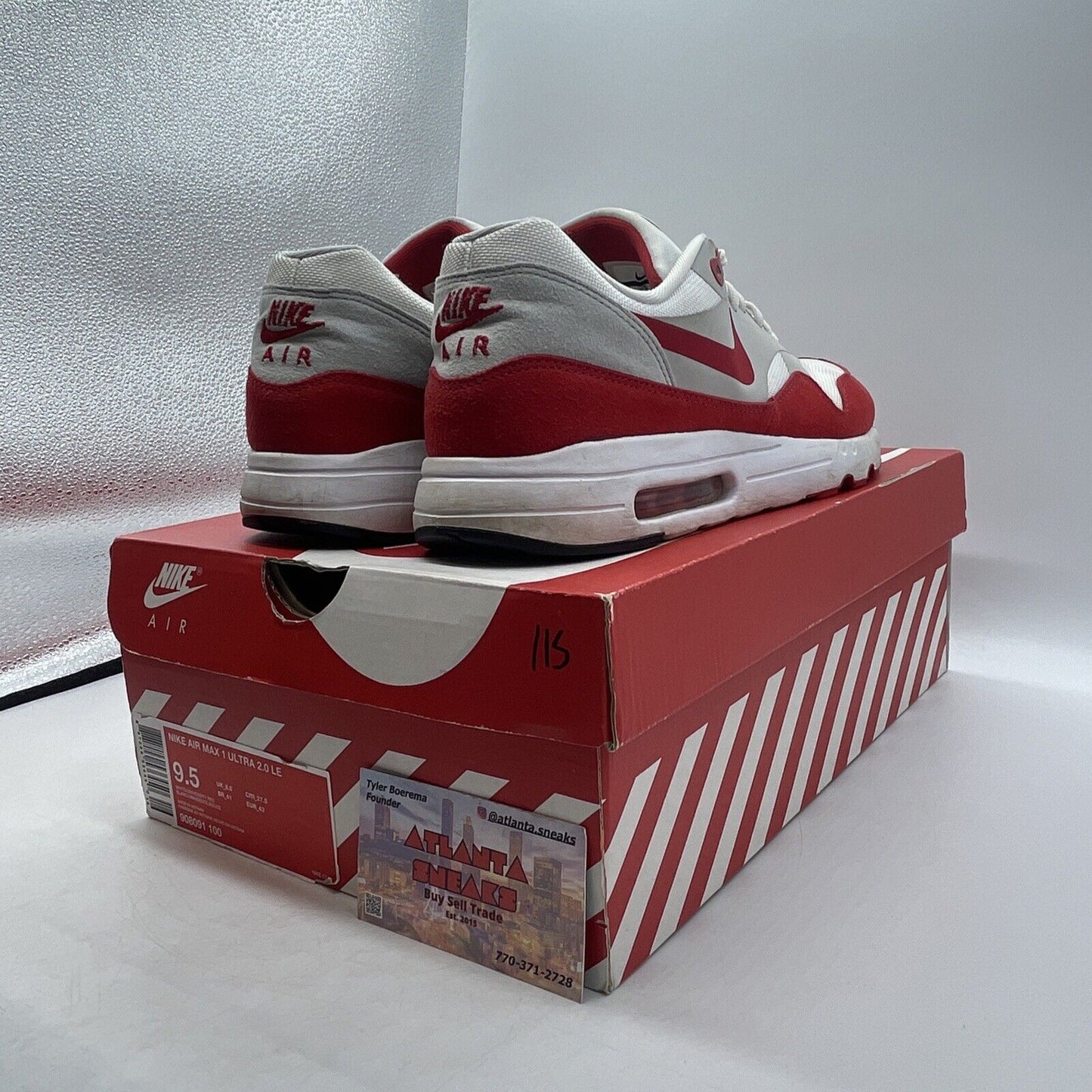 Size 9.5 - Nike Air Max 1 Ultra 2.0 Air Max Day White Red (908091-100)