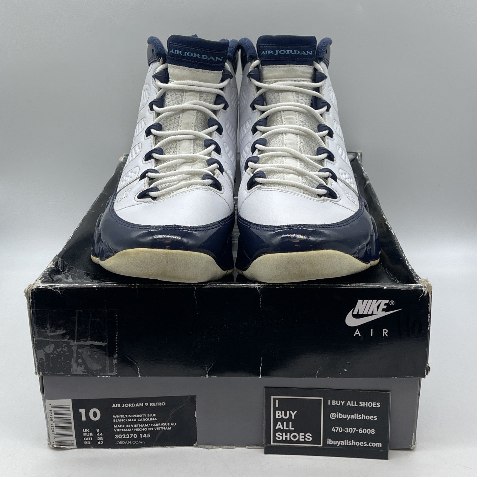 Size 10 - Air Jordan 9 Retro UNC Blue White Leather (302370-145)