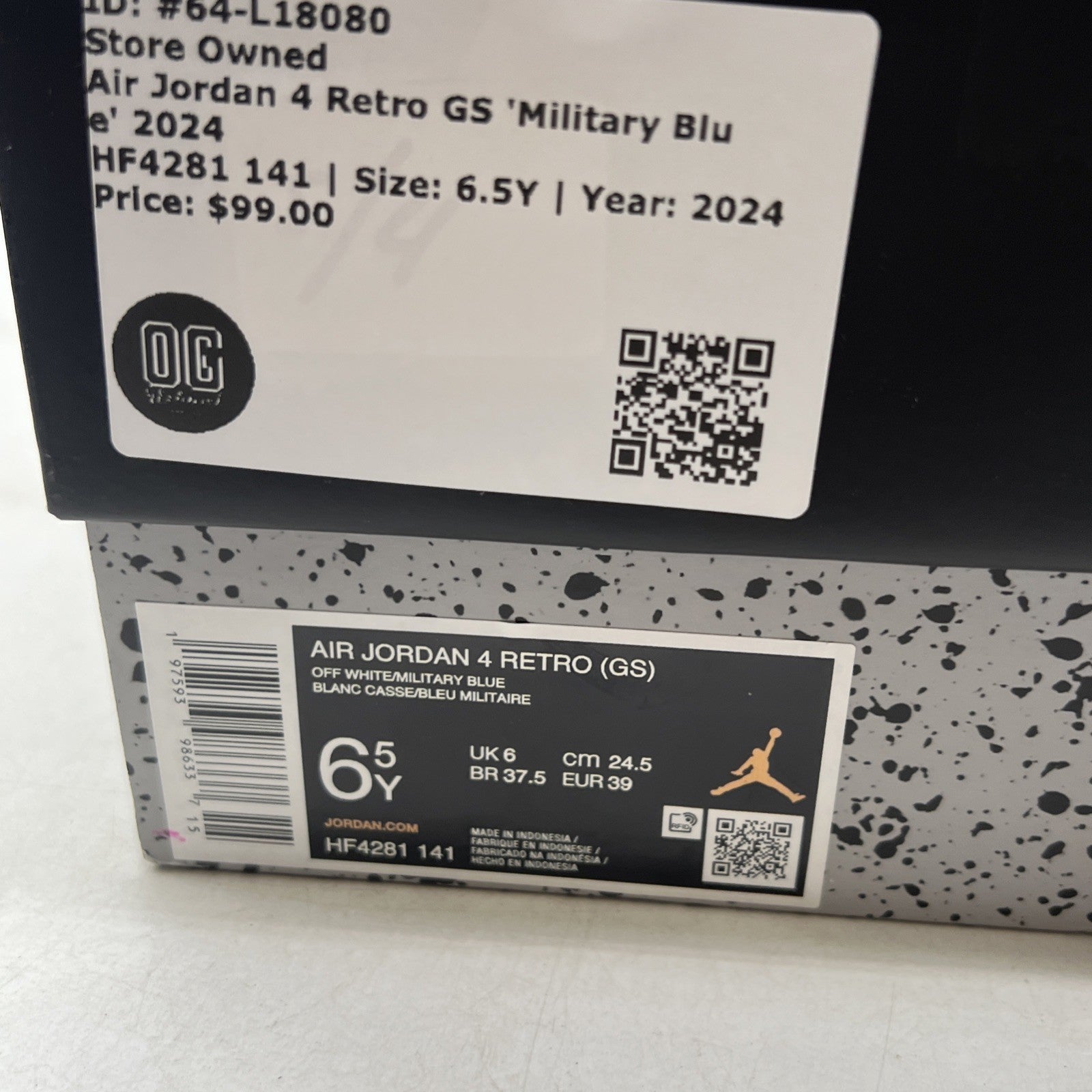 Size 6.5Y - Air Jordan 4 Retro 2024 Military Blue (HF4281-141)