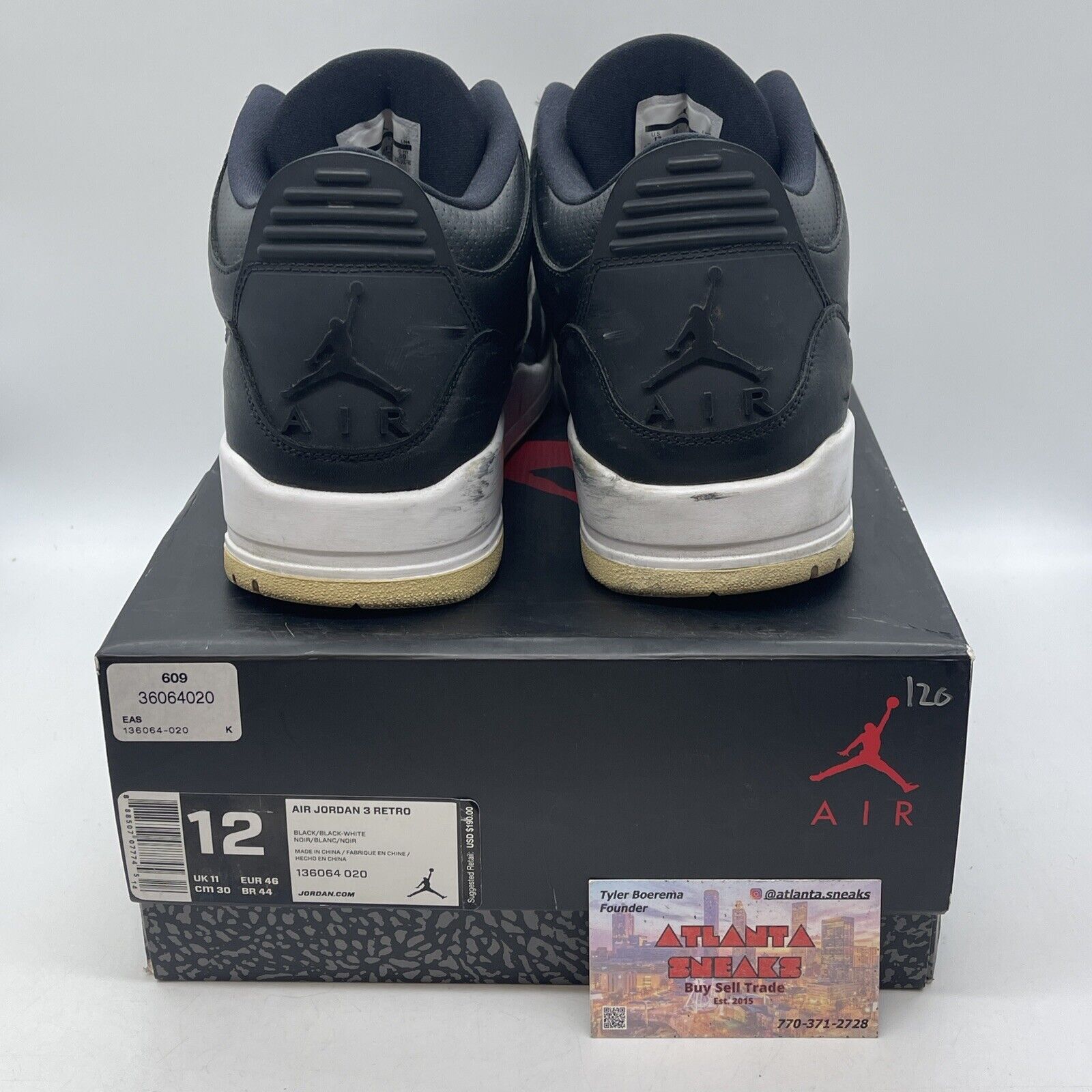 Size 12 - Air Jordan 3 Retro Cyber Monday White Black Leather (136064-020)