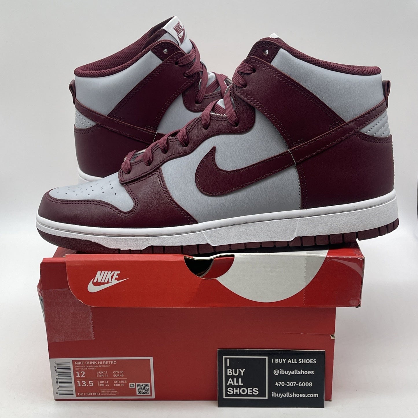 Size 12 - Nike Dunk High Dark Beetroot Grey Purple Leather (DD1399-600)