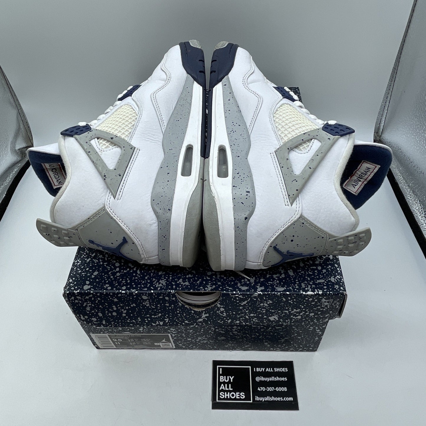 Size 9.5 - Jordan 4 Retro Mid Midnight Navy White Leather (DH6927-140)