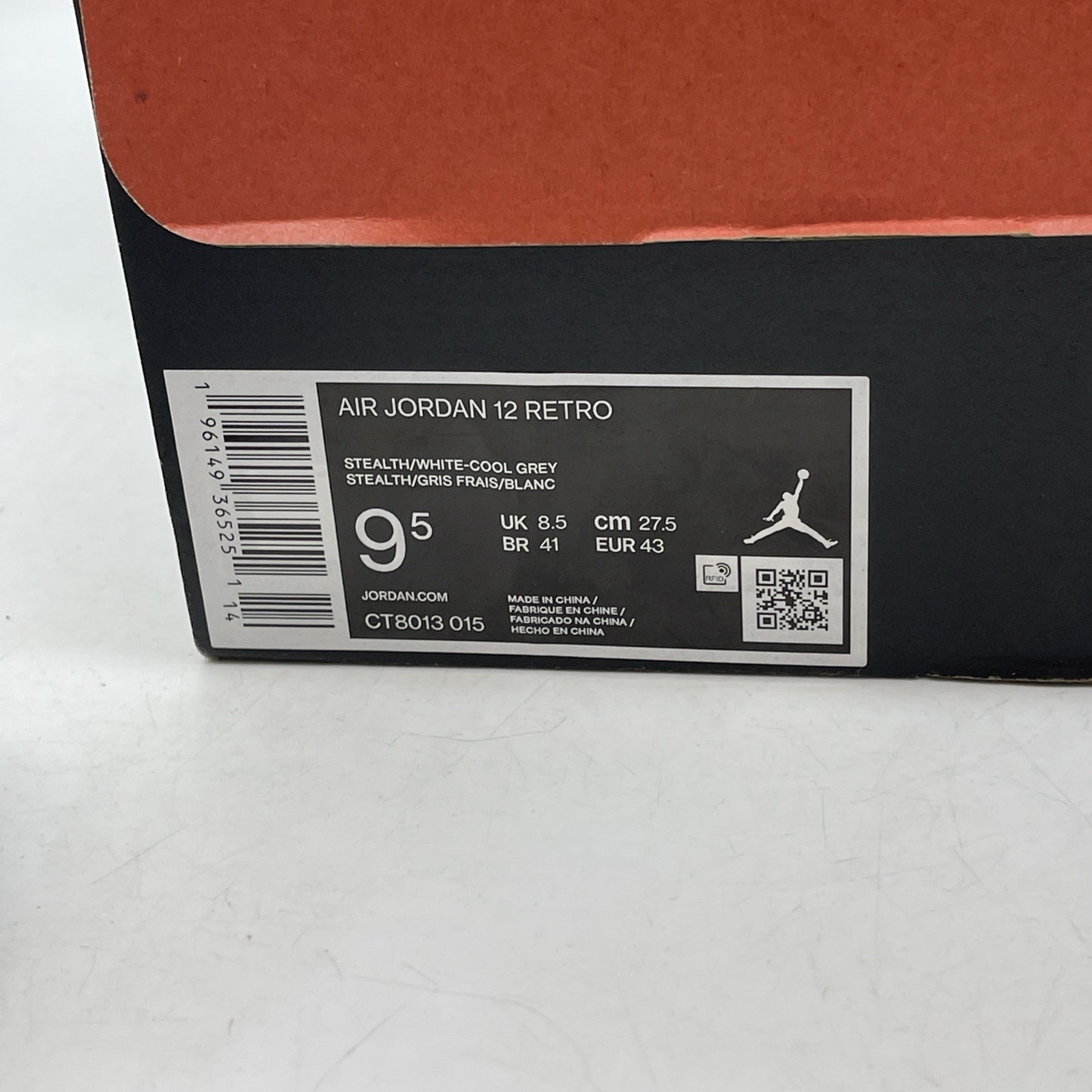 Size 9.5 - Jordan 12 Stealth 2022 Grey White Leather (CT8013-015)