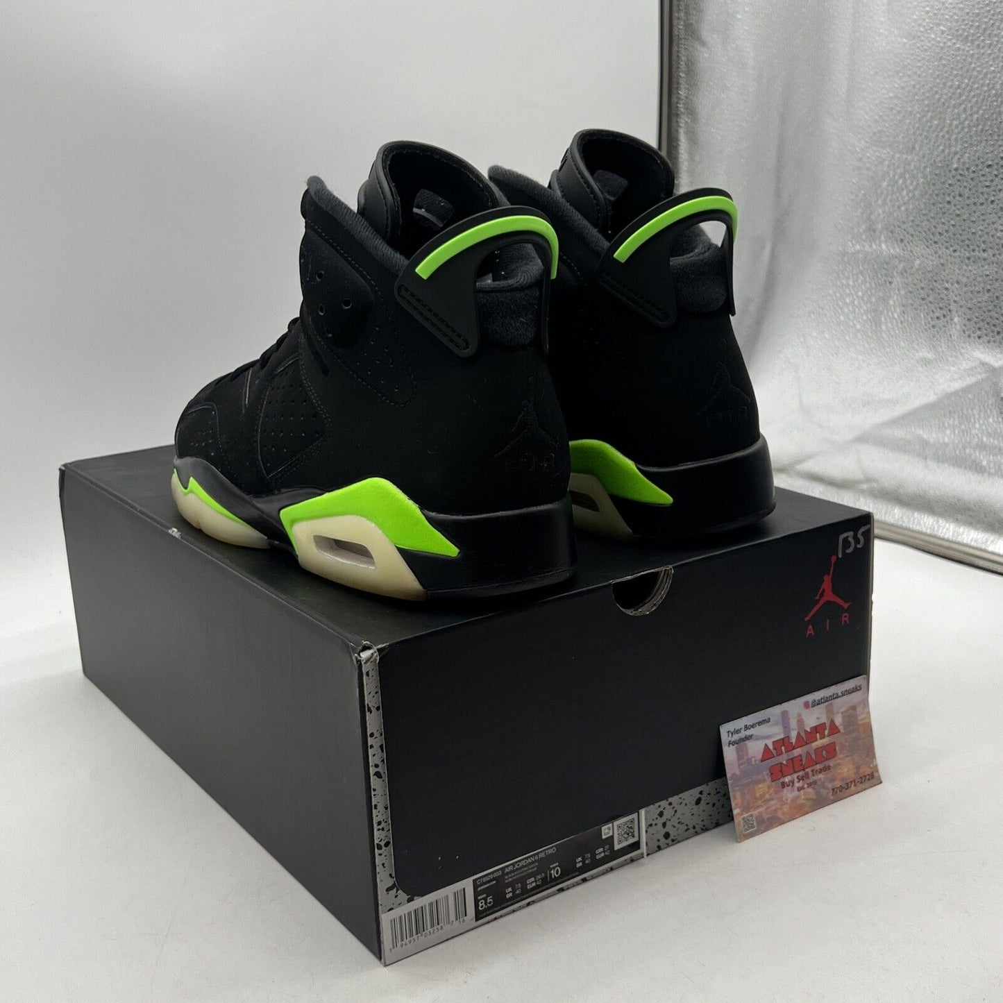 Size 8.5 - Jordan 6 Retro Electric Green 2021 Black Suede (CT8529-003)