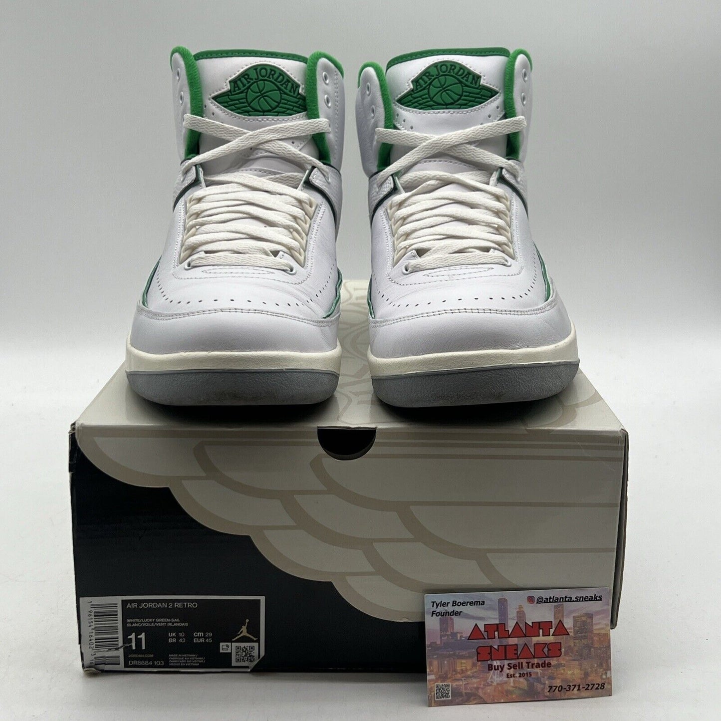 Size 11 - Jordan 2 Retro Lucky Green White Cream Leather (DR8884-103)