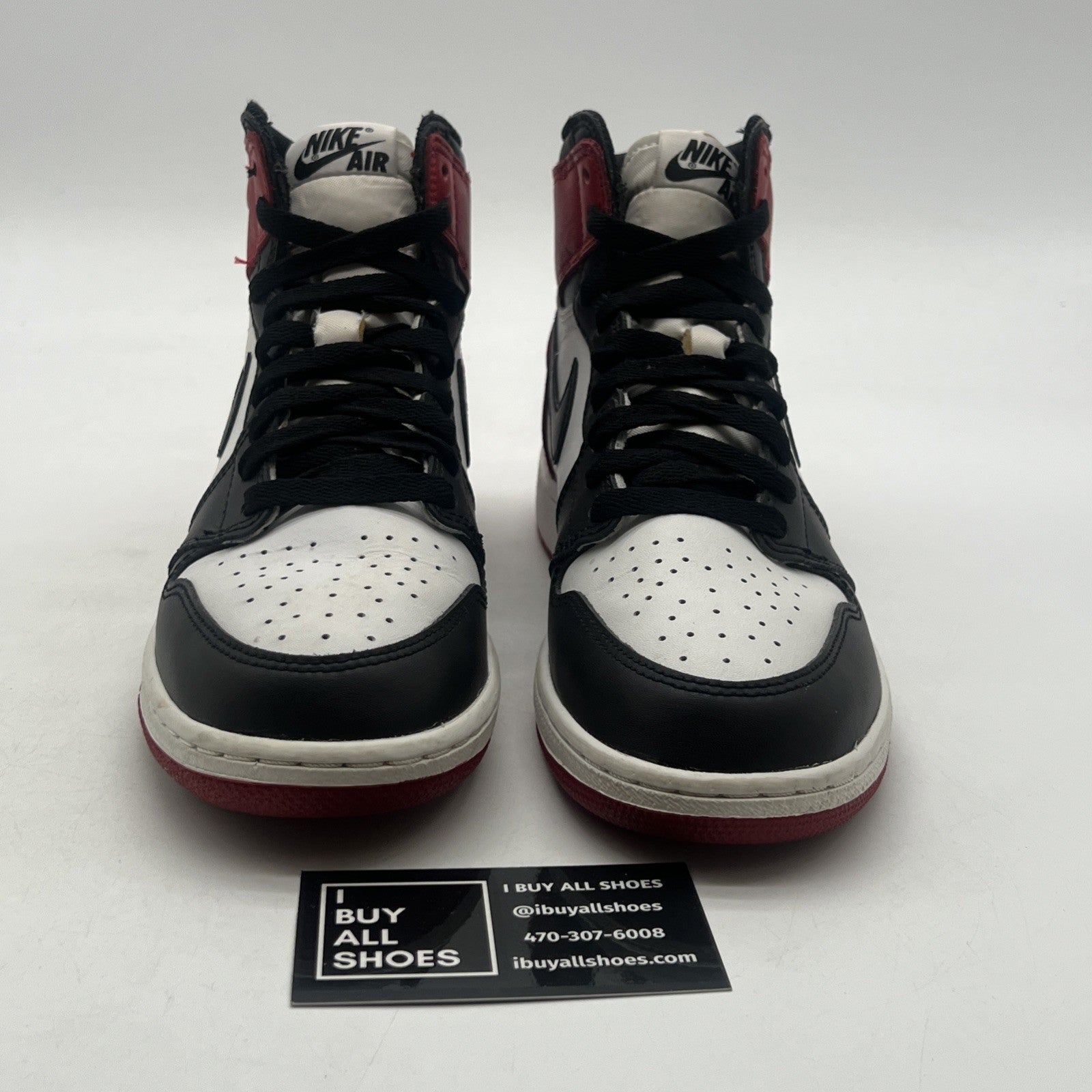 Size 7Y - Air Jordan 1 Retro High OG Black Toe 2016 (555088-125)