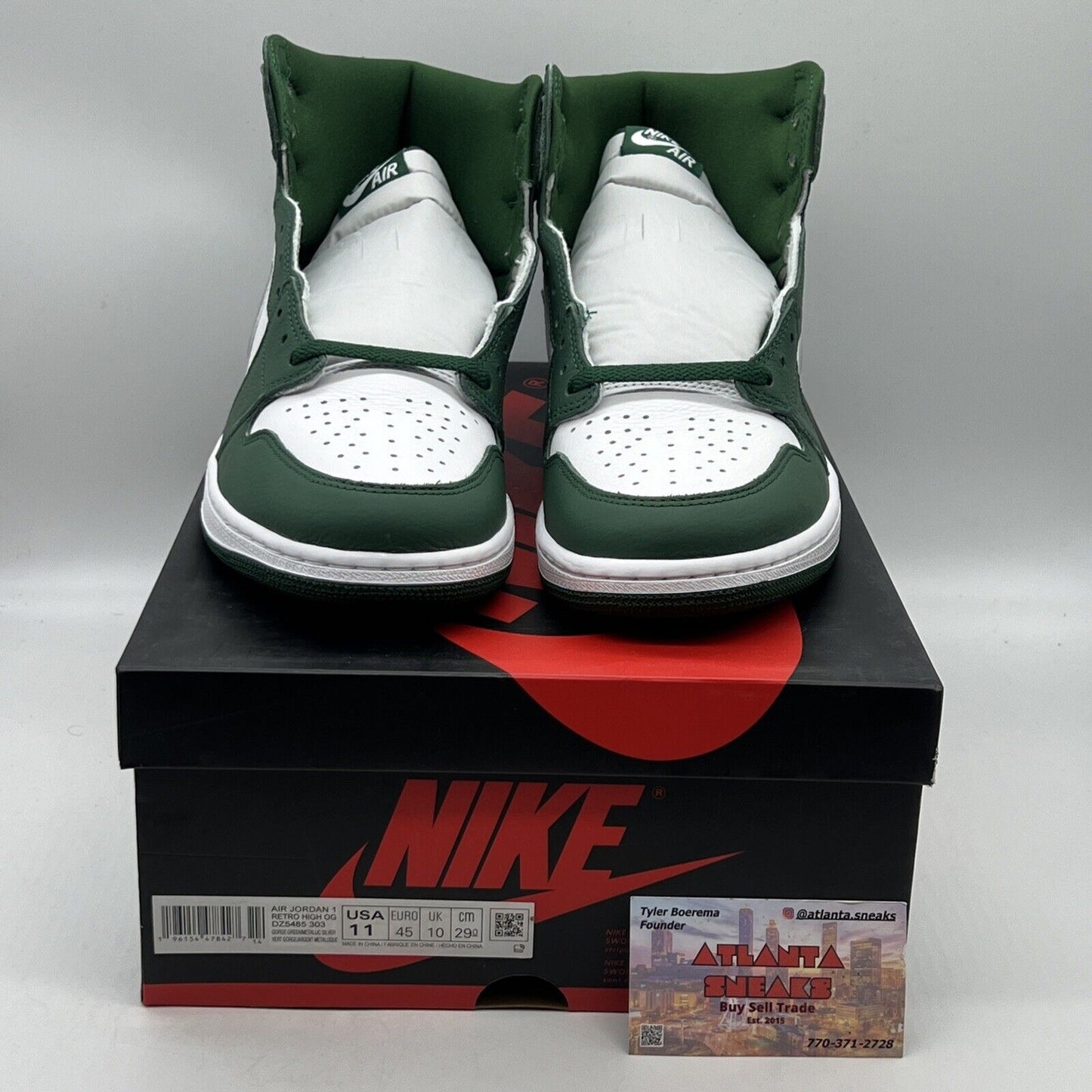 Size 11 - Jordan 1 Retro OG High Gorge Green Brand New Og All White Green Silver