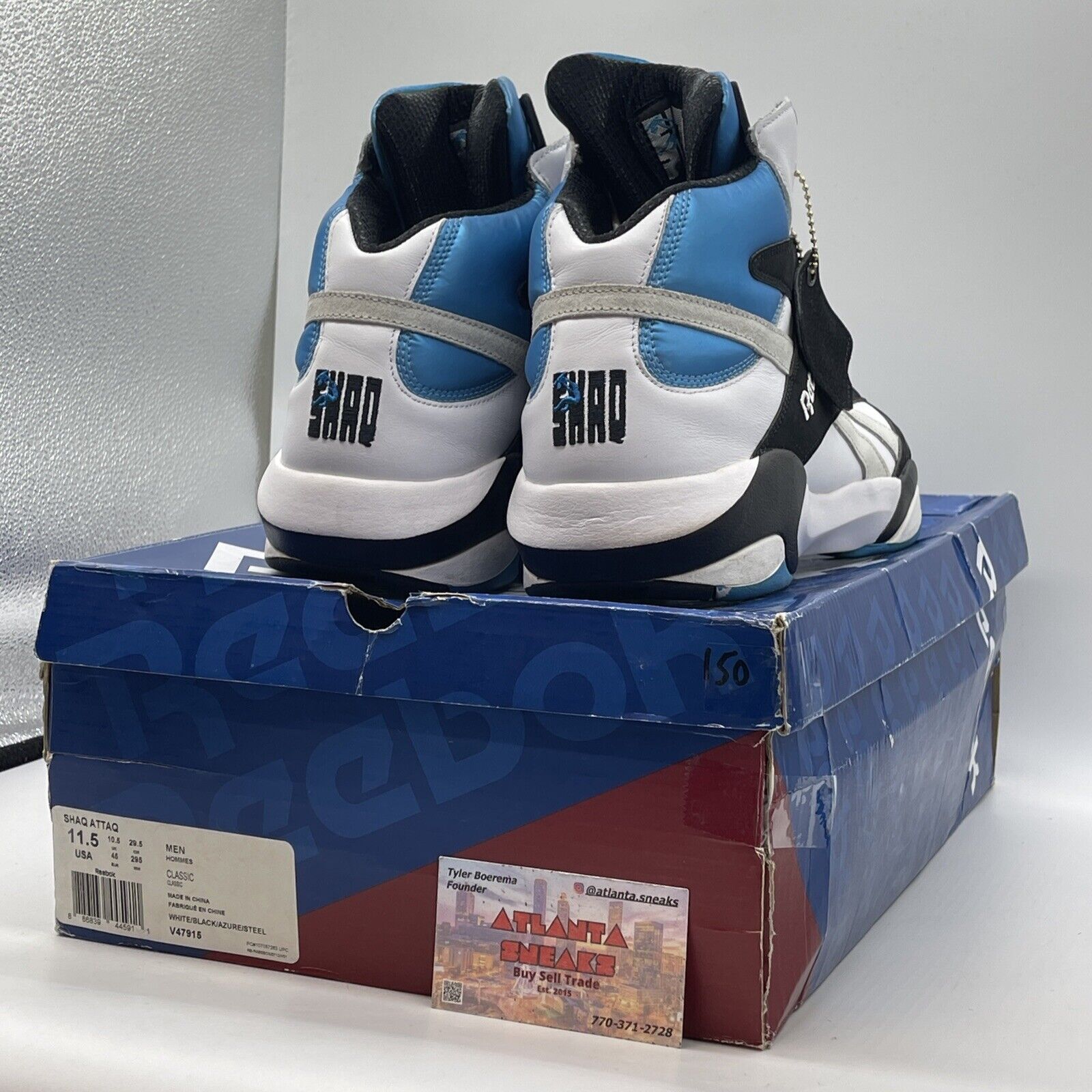 Size 11.5 - Reebok Shaq Attaq 2013 Orlando Magic Blue Black Suede (V47915)
