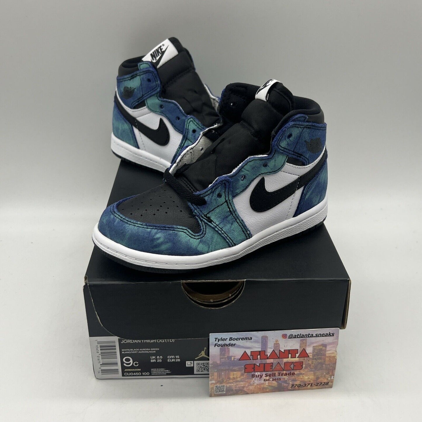 Brand New KIDS Air Jordan 1 High OG Tie Dye TD size 9C (CU0450-100) Brand New DS