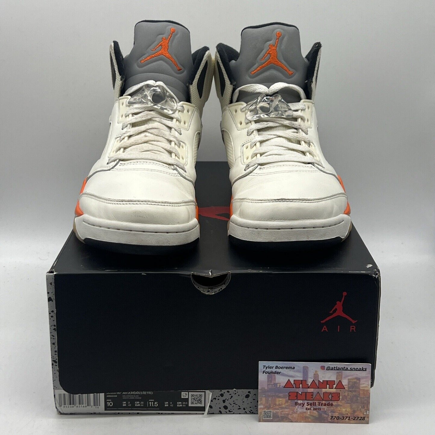 Size 10 - Jordan 5 Shattered Backboard White Black Orange Silver Leather