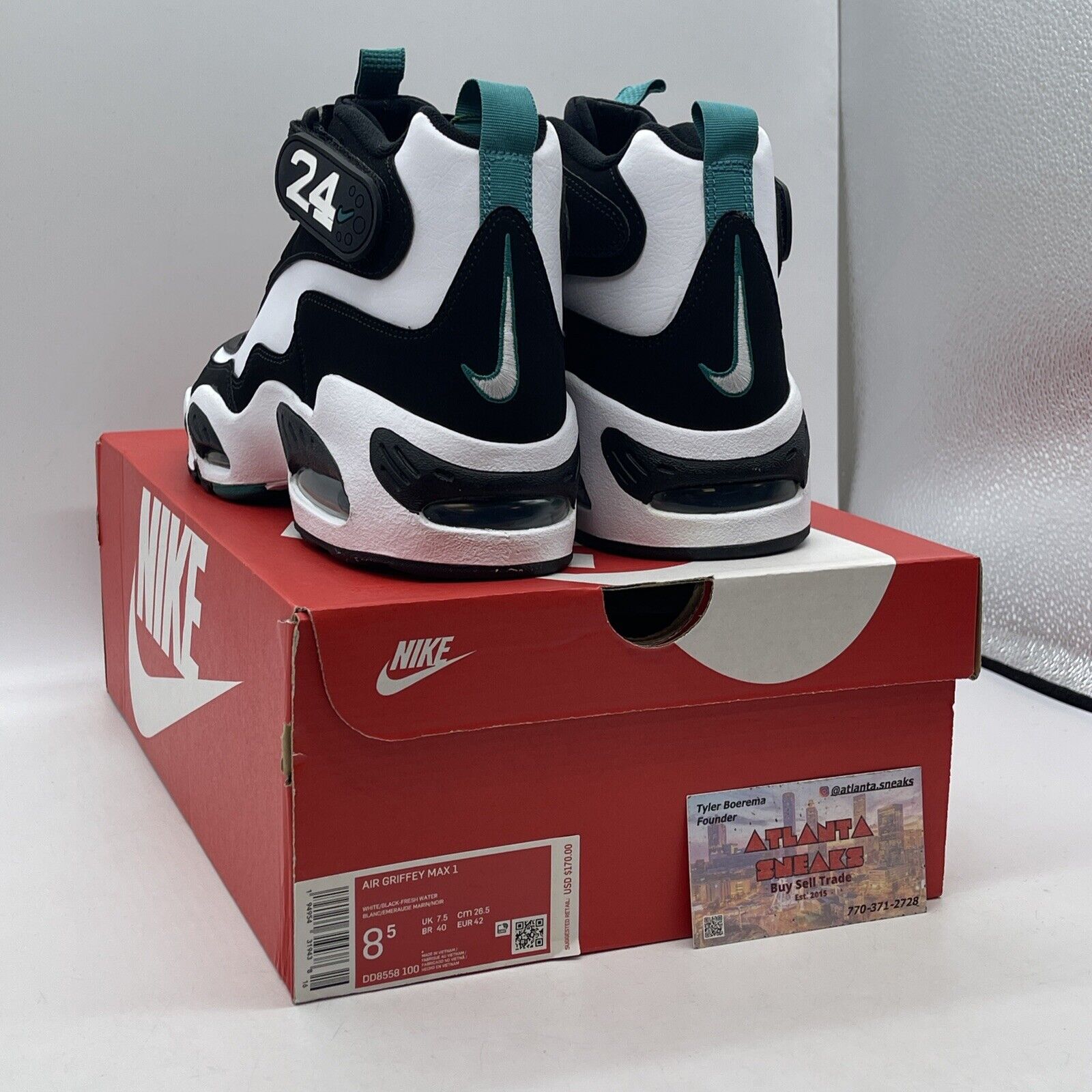 Size 8.5 - Nike Air Griffey Max 1 2021 Freshwater Black Suede White (DD8558-100)